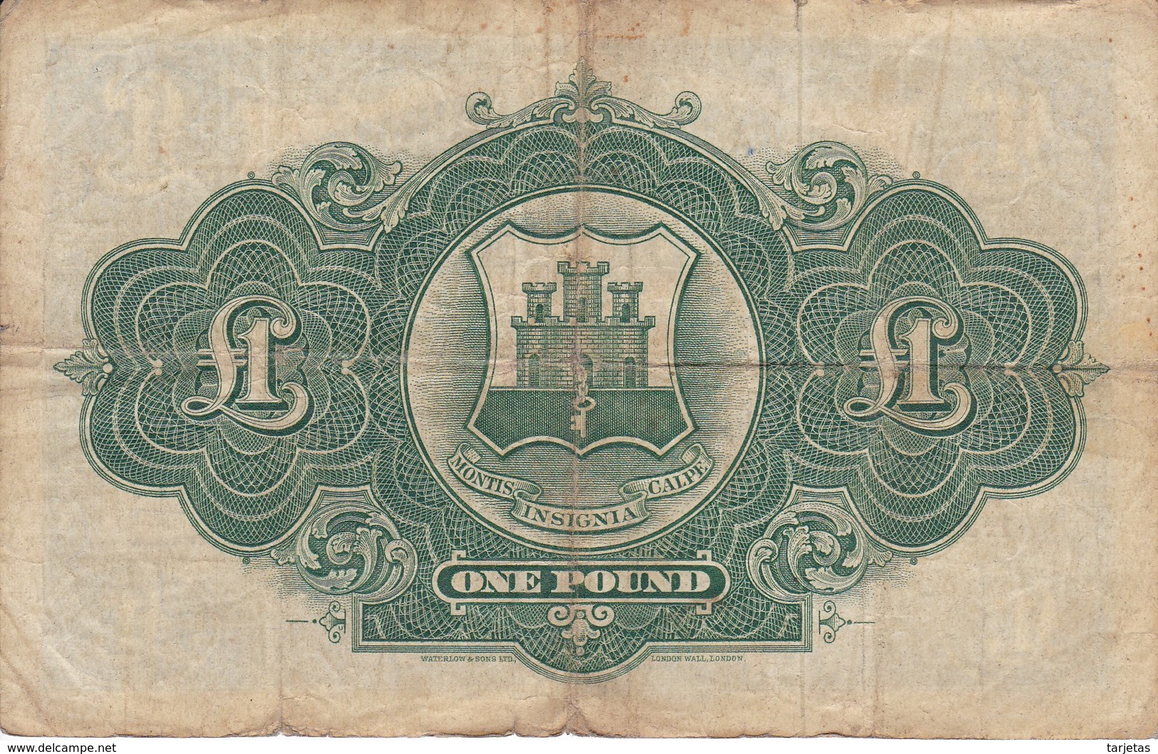 BILLETE DE GIBRALTAR DE 1 POUND DEL AÑO 1954  (BANKNOTE-BANK NOTE) RARO - Gibraltar