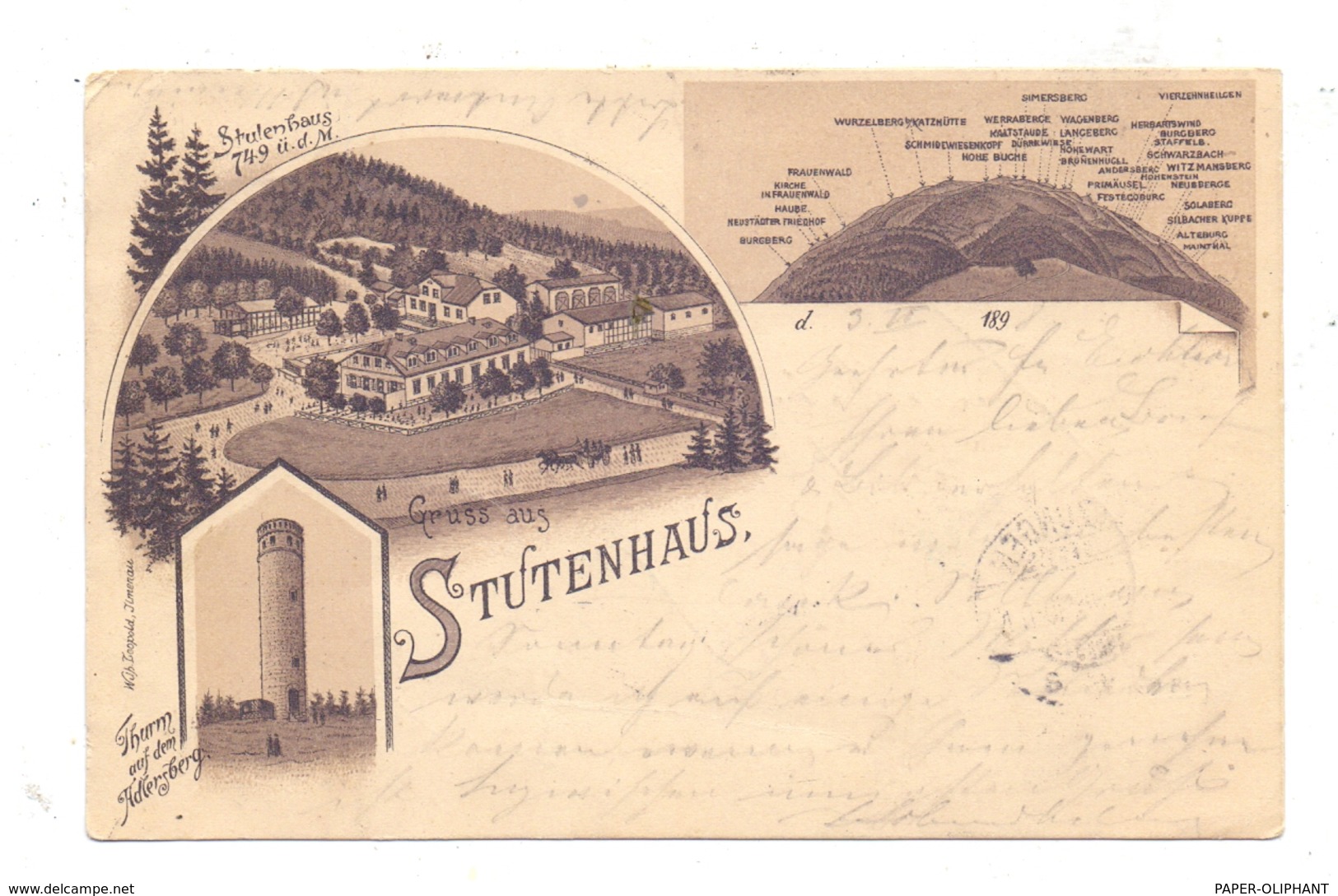 0-6056 SCHLEUSINGEN - ST. KILIAN, Gruss Aus Stutenhaus, Lithographie 1898 - Schleusingen