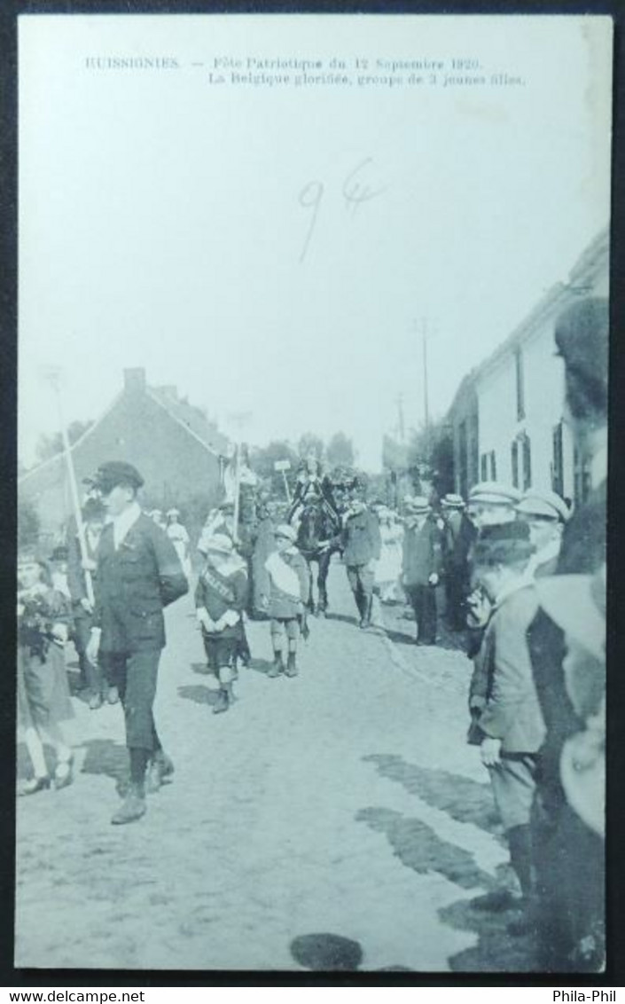 Huissignies Fête Patriotique Du 12 Septembre 1920  La Belgique Groupe De 3 Jeunes Filles - Chièvres