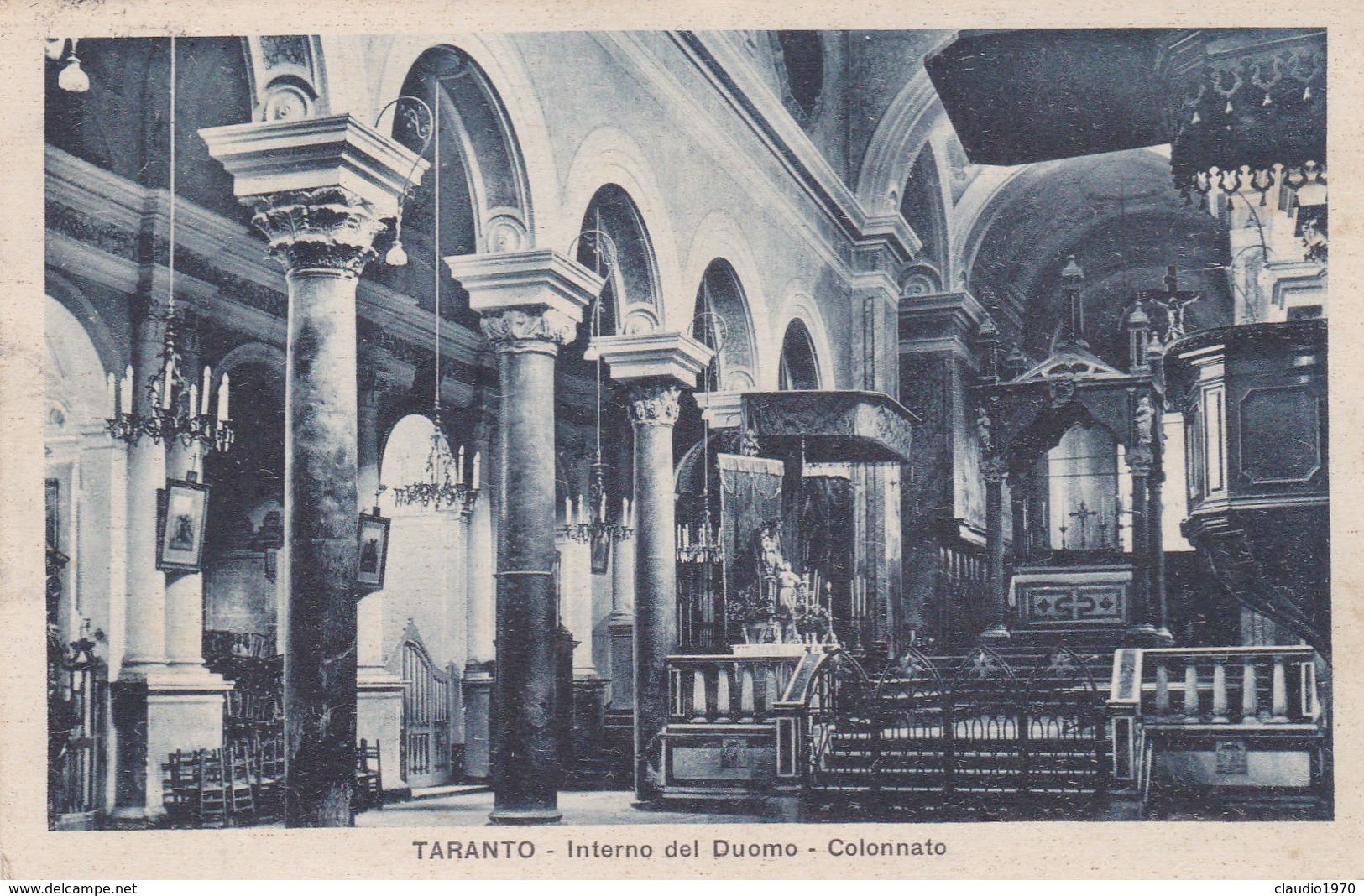 CARTOLINA - POSTCARD - TARANTO - INTERNO DEL DUOMO - COLONNATO - Taranto