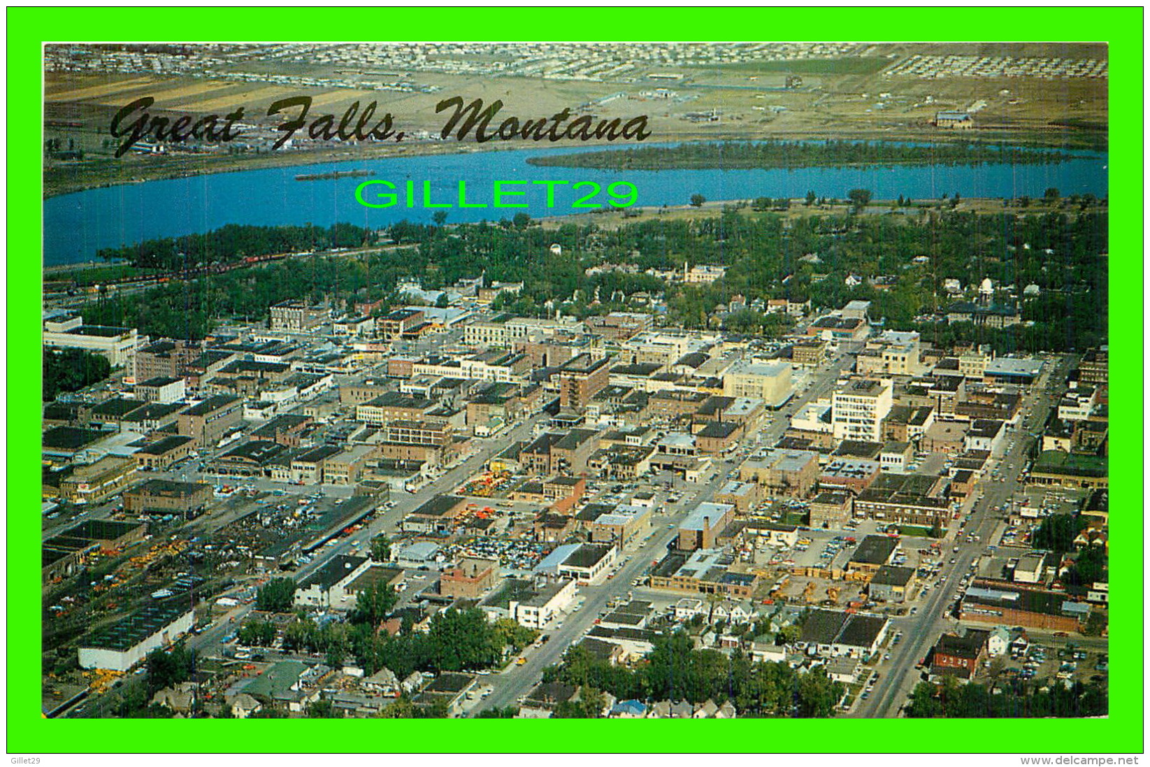 GREAT FALLS, MT - AERIAL VIEW OF THE ELECTRIC CITY - ELLIS POST CARD CO -  BILLINGS NEWS AGENCY - - Great Falls