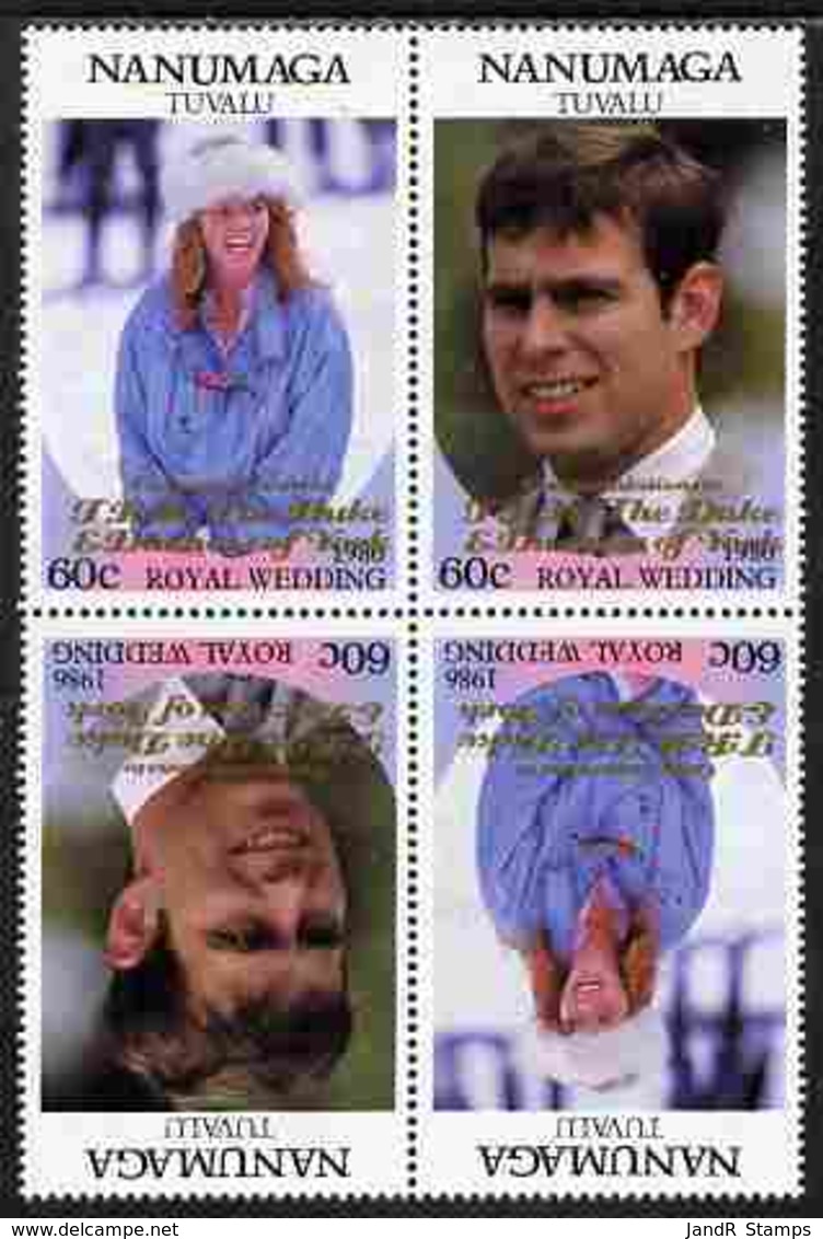 Tuvalu - Nanumaga 1986 Royal Wedding (Andrew & Fergie) 60c With 'Congratulations' Opt In Gold In Unissued Perf Tete-bech - Tuvalu