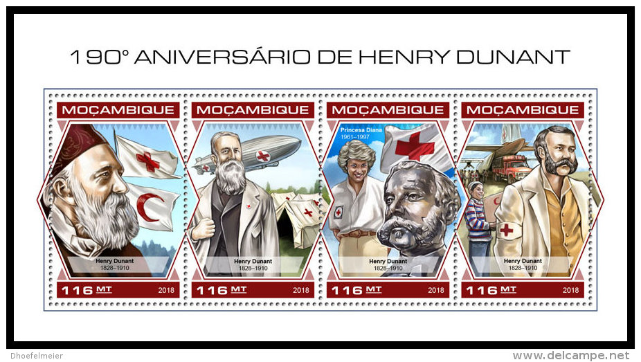 MOZAMBIQUE 2018 MNH** Henry Dunant Red Cross M/S - OFFICIAL ISSUE - DH1839 - Henry Dunant