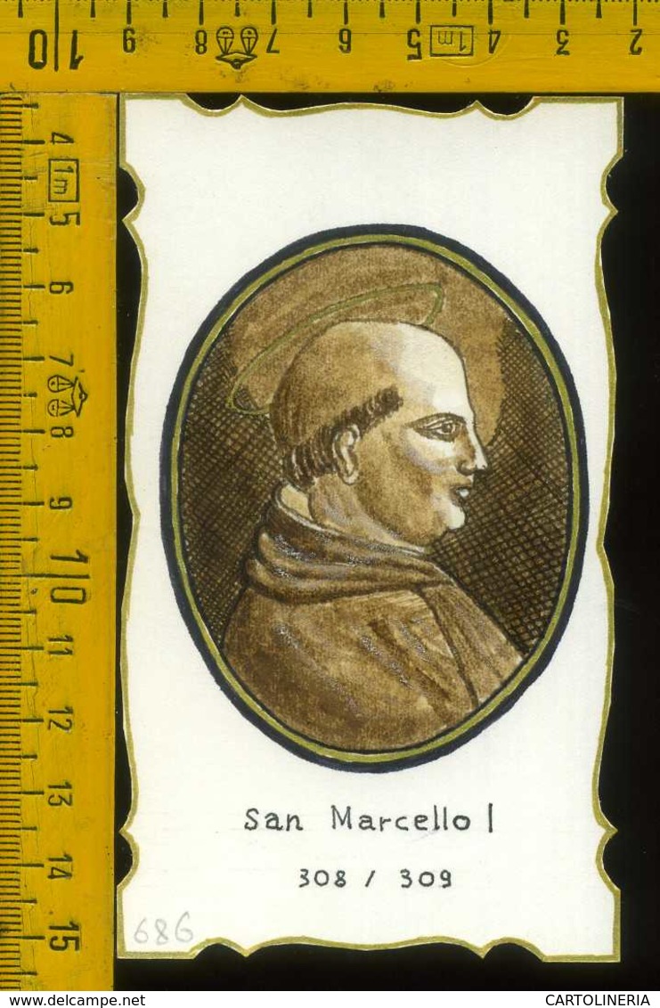 Santino Dipinto A Mano Papa San Marcello I - Imágenes Religiosas