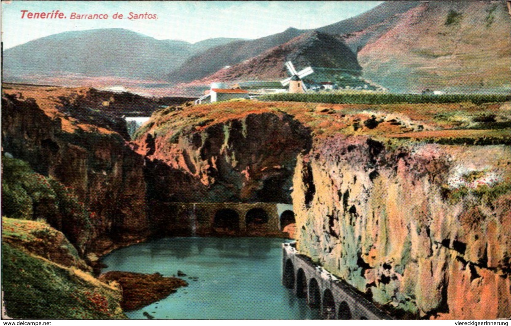 ! Alte Ansichtskarte, 1909 Tenerife, Teneriffa, Barranco De Santor, Windmill, Moulin A Vent, Windmühle - Tenerife