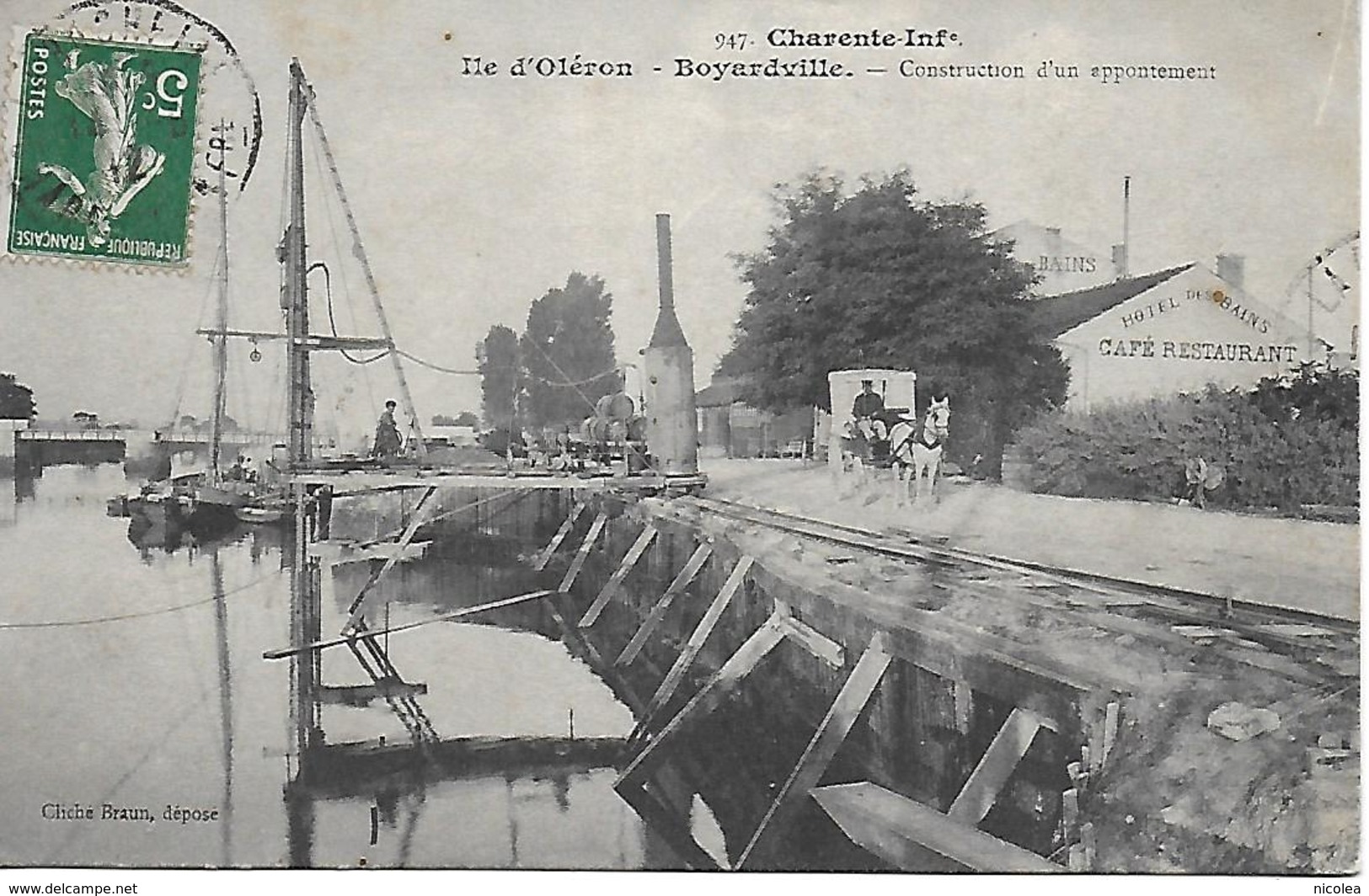 17 - CHARENTE MARTIME / Ile D' Oléron  - Boyardville - Construction D'un Appontement 1912 Cliché Braun Royan - Ile D'Oléron