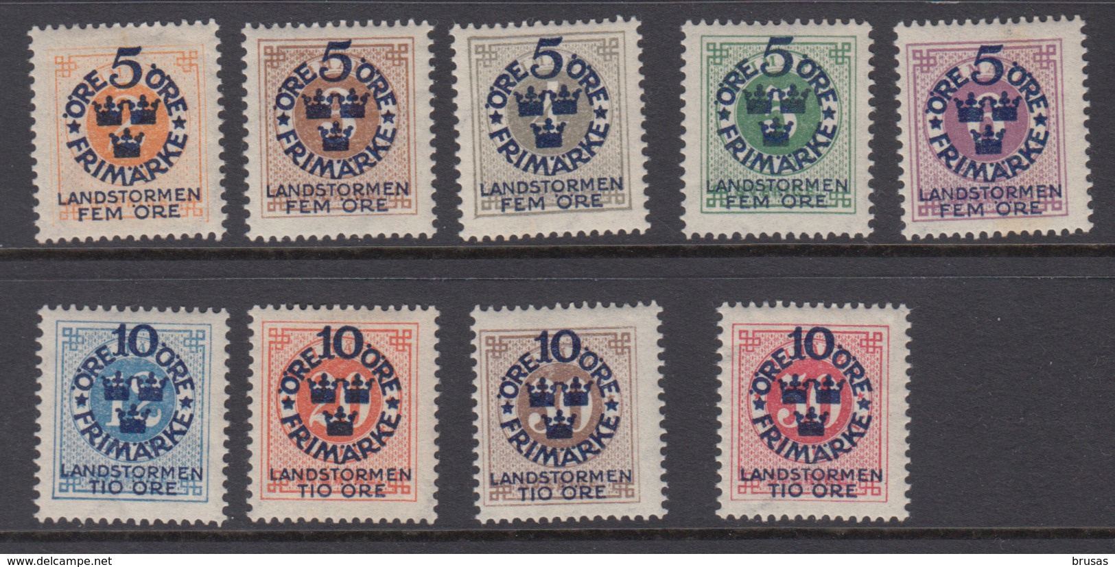 Sweden 1916 - Michel 86-92, 94-95 Mint Hinged * - Neufs