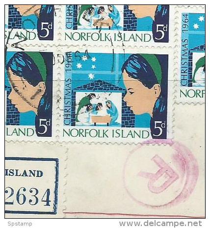 Norfolk Island 1964 Clean Registered Cover To Victoria, 2 Blocks Of 4 1964 Christmas Stamp - Ile Norfolk