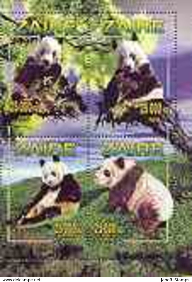 Zaire 1996 Pandas Perf Sheetlet Containing Set Of 4 Values U/m, Mi 1153-56 ANIMALS PANDAS BEARS - Unused Stamps