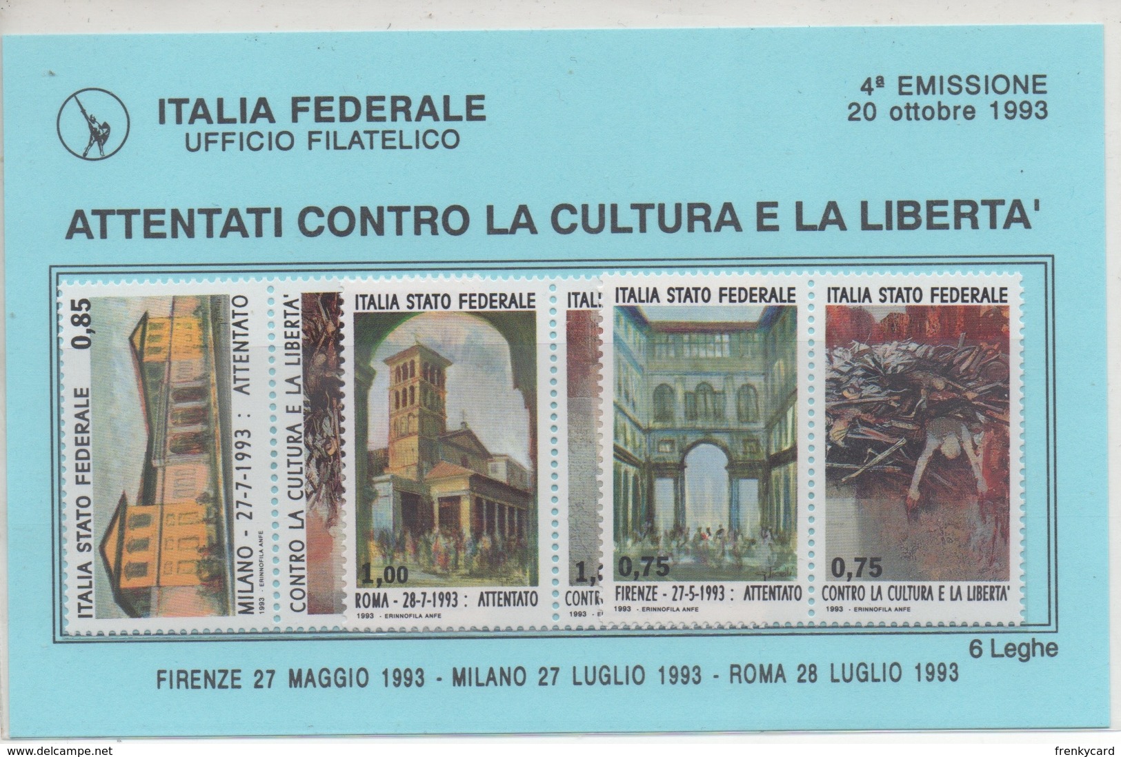 Lega Nord Italia Federale 4 Emissione 1993 - Varietà E Curiosità