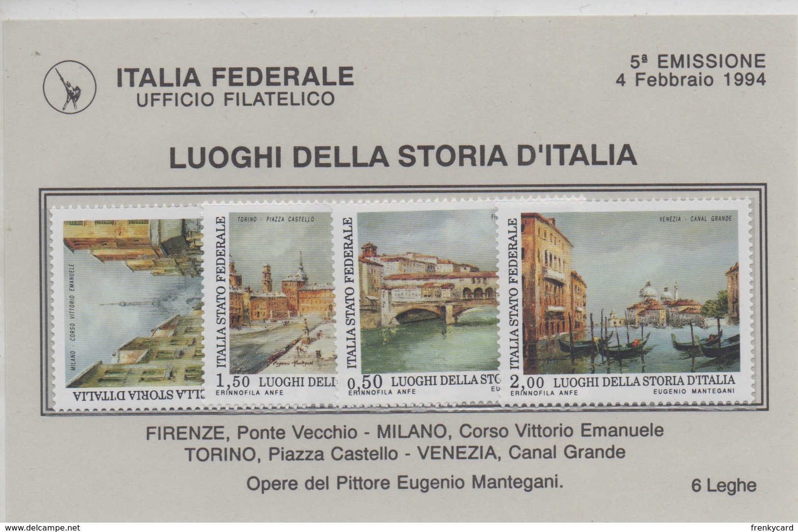 Lega Nord Italia Federale 5 Emissione 1994 - Varietà E Curiosità