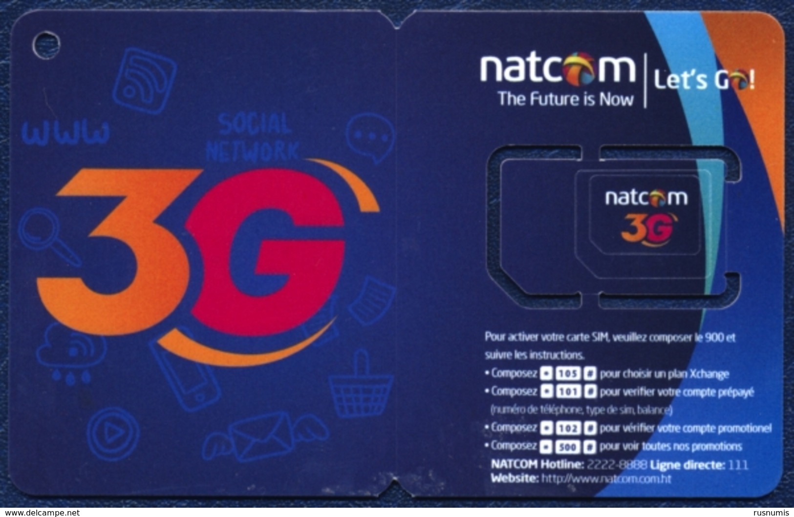 HAITI NATCOM GSM (SIM) CARD BLUE MINT UNUSED - Haiti