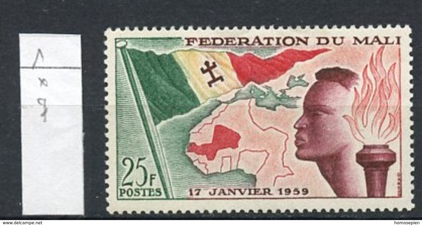 Mali 1959 Y&T N°1 - Michel N°1 * - 25f Création De La Fédération Du Mali - Mali (1959-...)