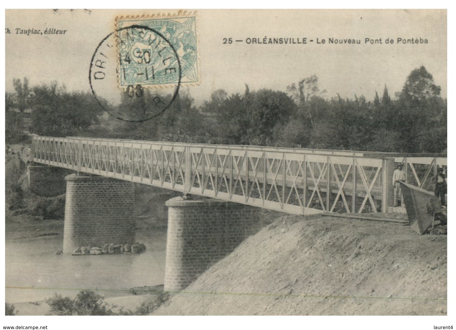 (ORL 987)  (older Postcard) French Algeria - Orléansville New Bridge Of PPonteba (with French 5 Cent Stamp 1903) - Chlef (Orléansville)