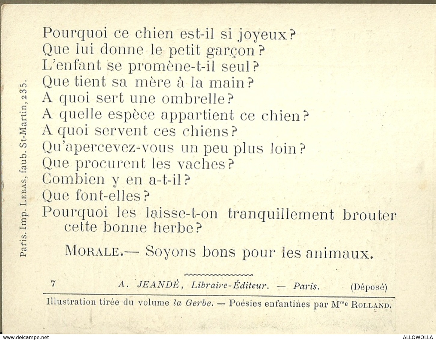 1390 " LES POURQUOI ??? ..... PARCE QUE ..... " FIGURINA DIDATTICA FRANCESE  ORIGINALE - 0-6 Años