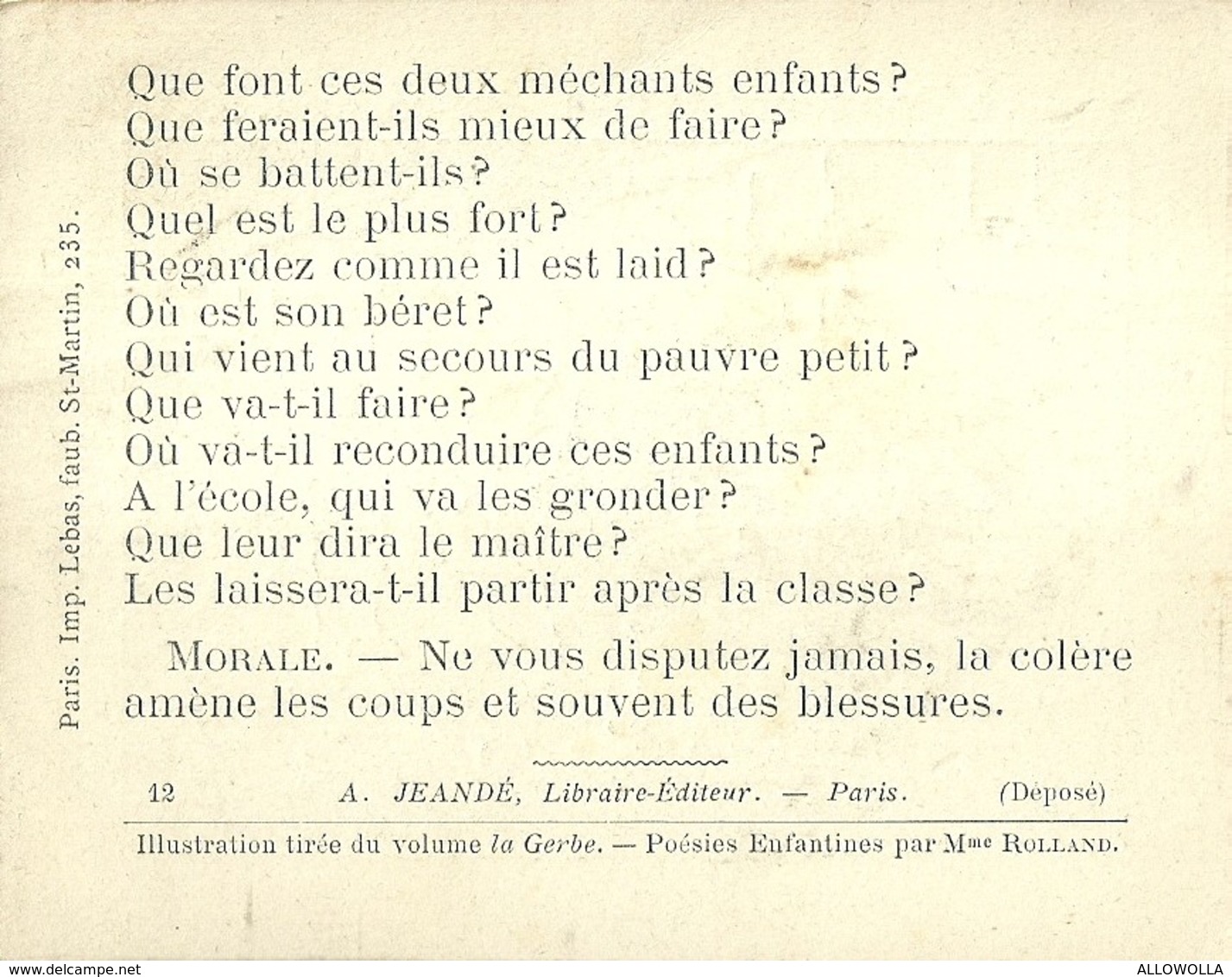 1393 " LES POURQUOI ??? ..... PARCE QUE ..... " FIGURINA DIDATTICA FRANCESE  ORIGINALE - 0-6 Jaar