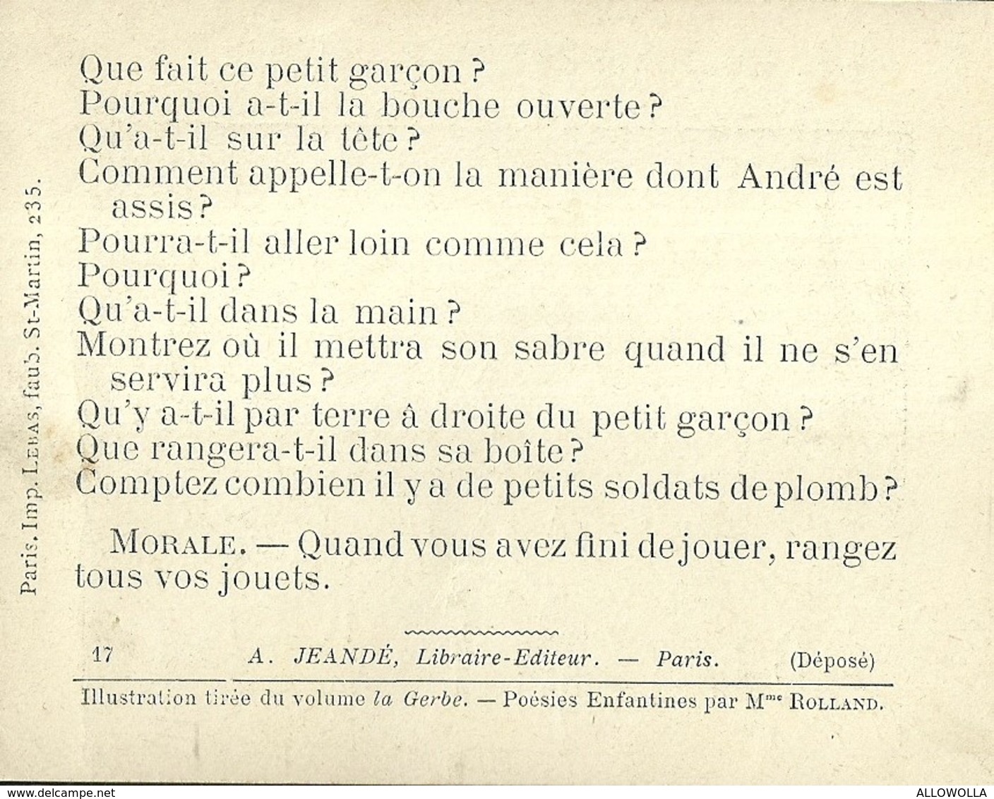 1395 " LES POURQUOI ??? ..... PARCE QUE ..... " FIGURINA DIDATTICA FRANCESE  ORIGINALE - 0-6 Anni