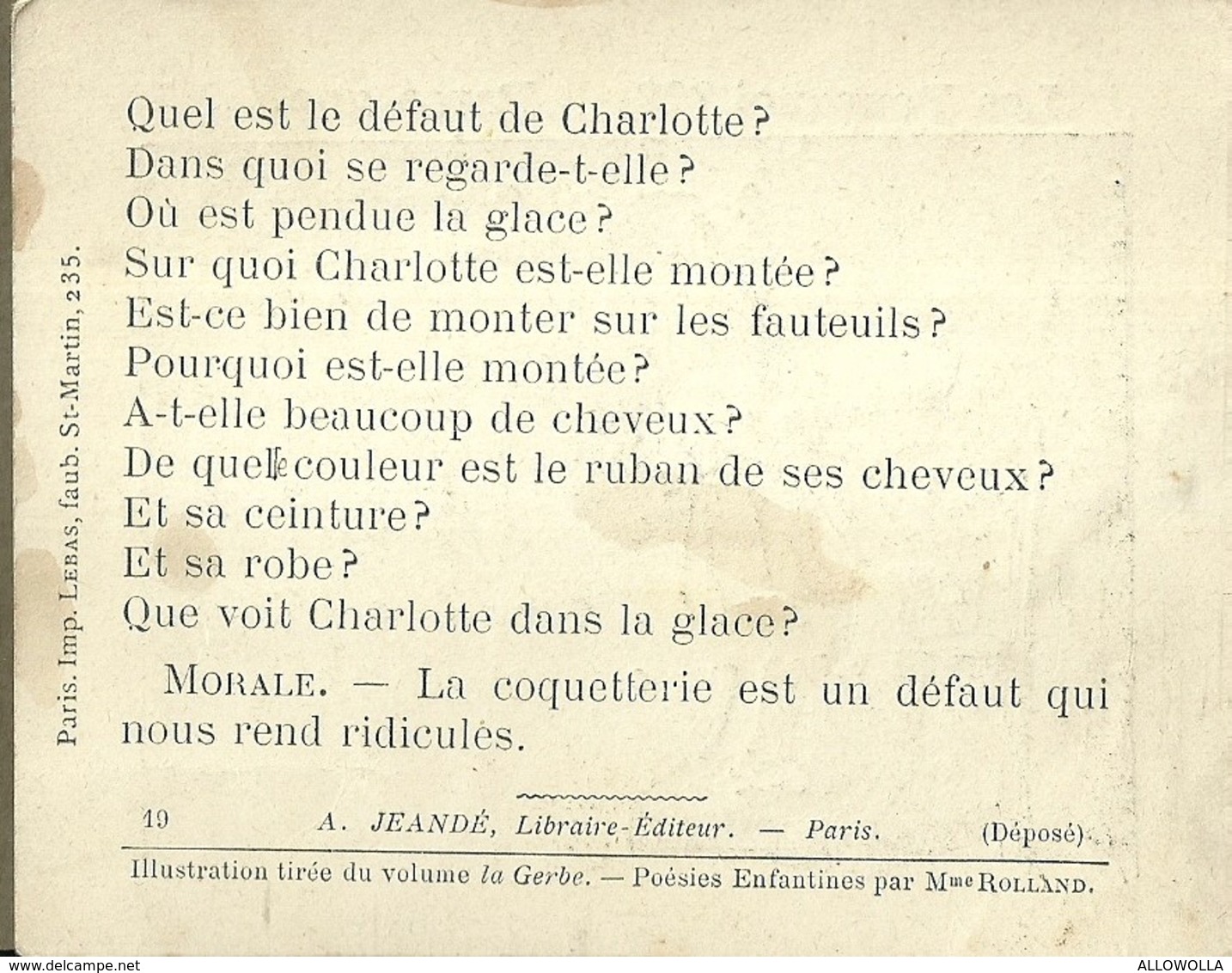 1397 " LES POURQUOI ??? ..... PARCE QUE ..... " FIGURINA DIDATTICA FRANCESE  ORIGINALE - 0-6 Años