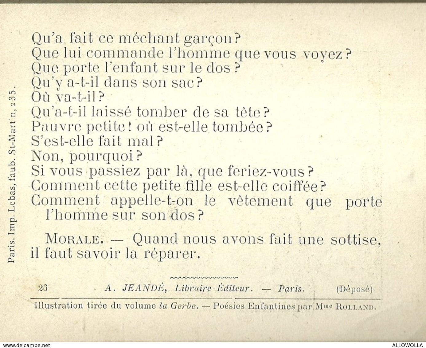 1400 " LES POURQUOI ??? ..... PARCE QUE ..... " FIGURINA DIDATTICA FRANCESE  ORIGINALE - 0-6 Jaar