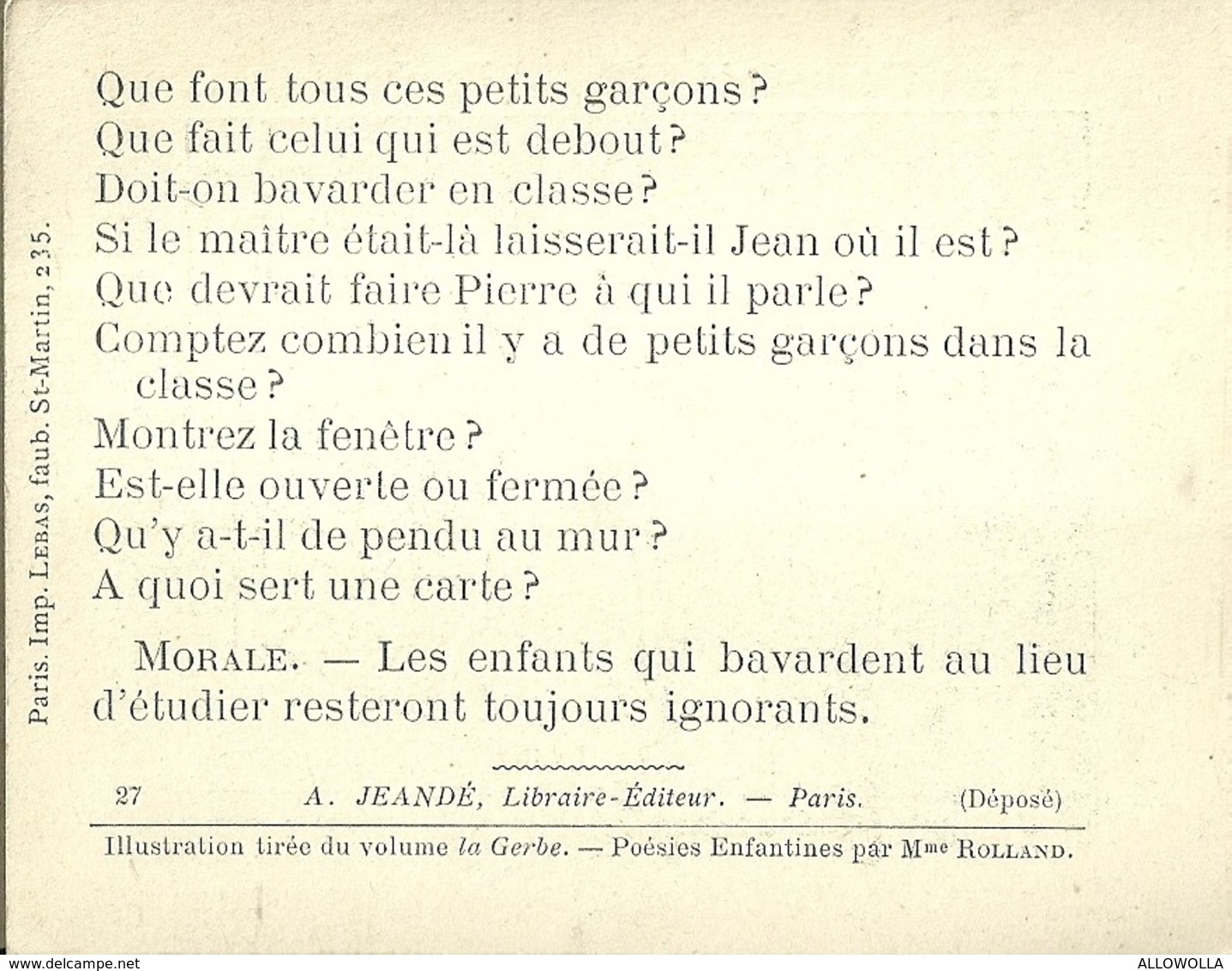 1401 " LES POURQUOI ??? ..... PARCE QUE ..... " FIGURINA DIDATTICA FRANCESE  ORIGINALE - 0-6 Jaar