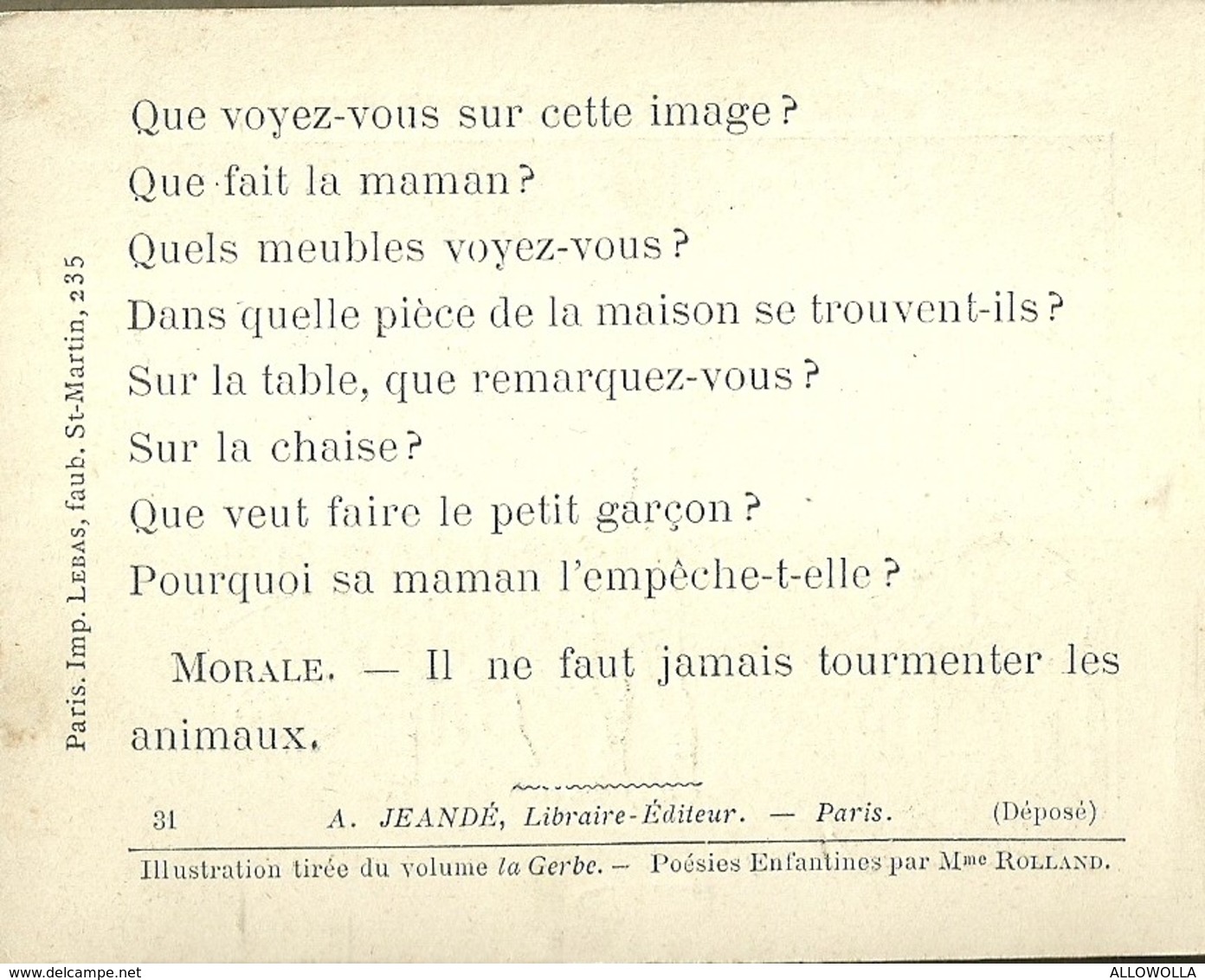 1404 " LES POURQUOI ??? ..... PARCE QUE ..... " FIGURINA DIDATTICA FRANCESE  ORIGINALE - 0-6 Años