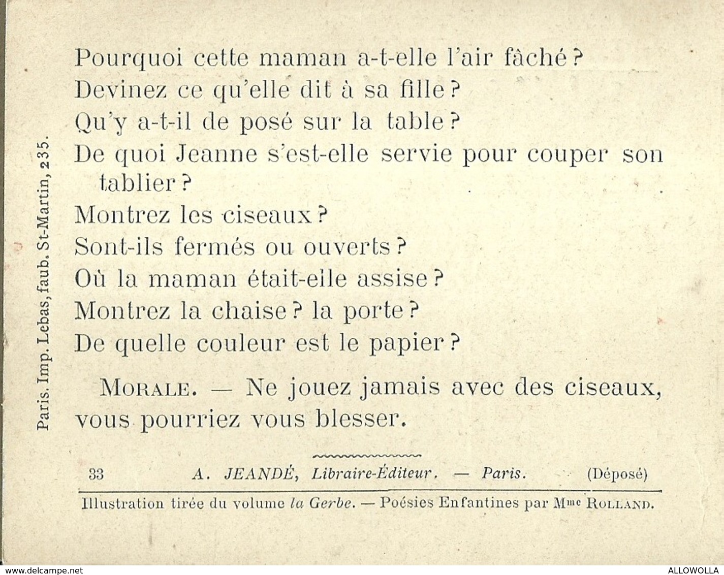 1406 " LES POURQUOI ??? ..... PARCE QUE ..... " FIGURINA DIDATTICA FRANCESE  ORIGINALE - 0-6 Anni