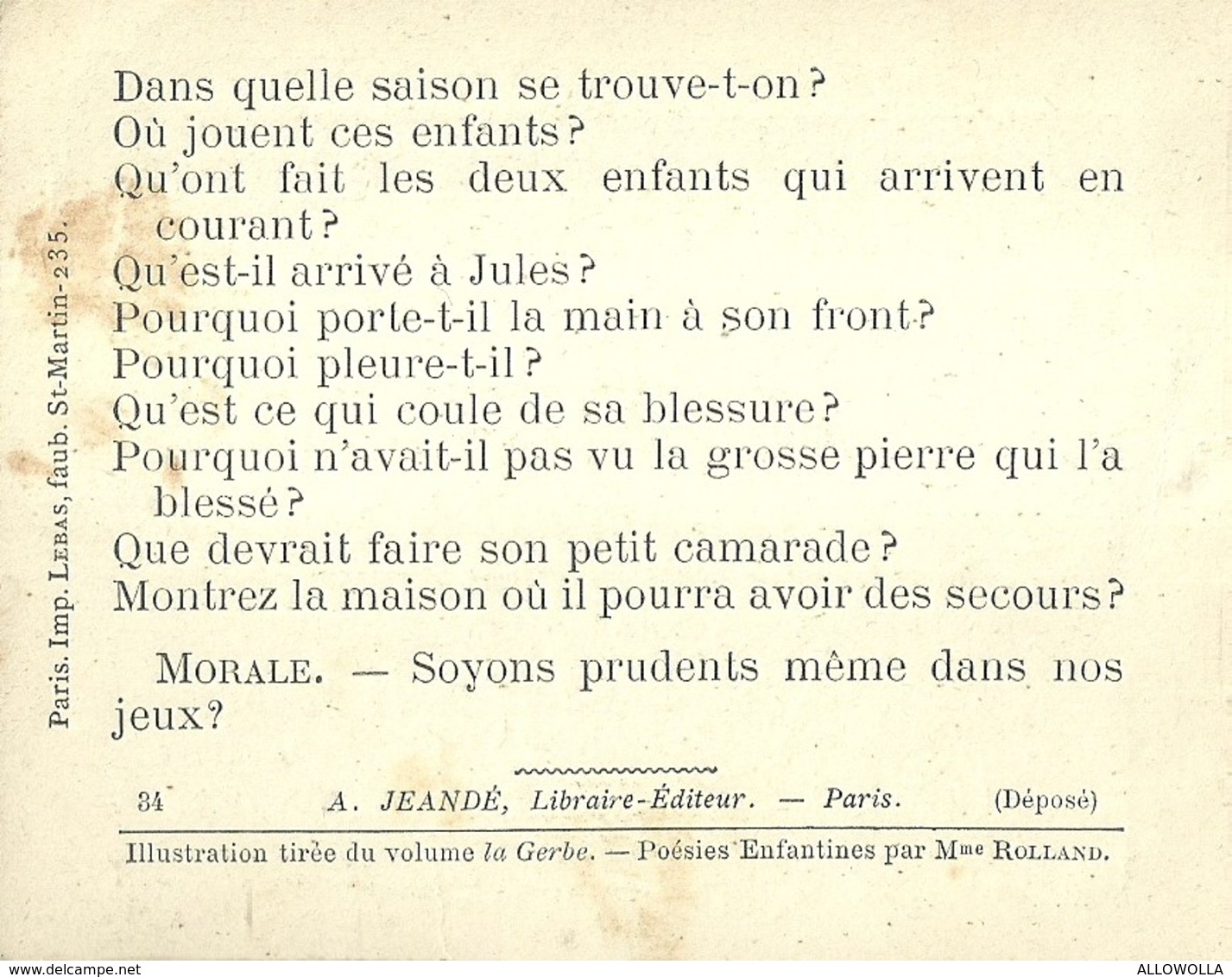 1407 " LES POURQUOI ??? ..... PARCE QUE ..... " FIGURINA DIDATTICA FRANCESE  ORIGINALE - 0-6 Years Old