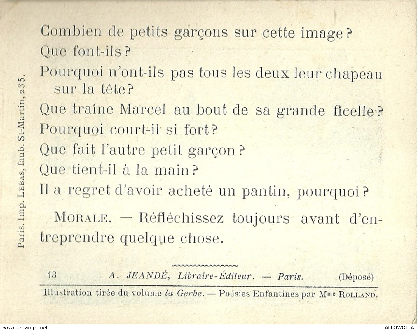 1411 " LES POURQUOI ??? ..... PARCE QUE ..... " FIGURINA DIDATTICA FRANCESE  ORIGINALE - 0-6 Jaar