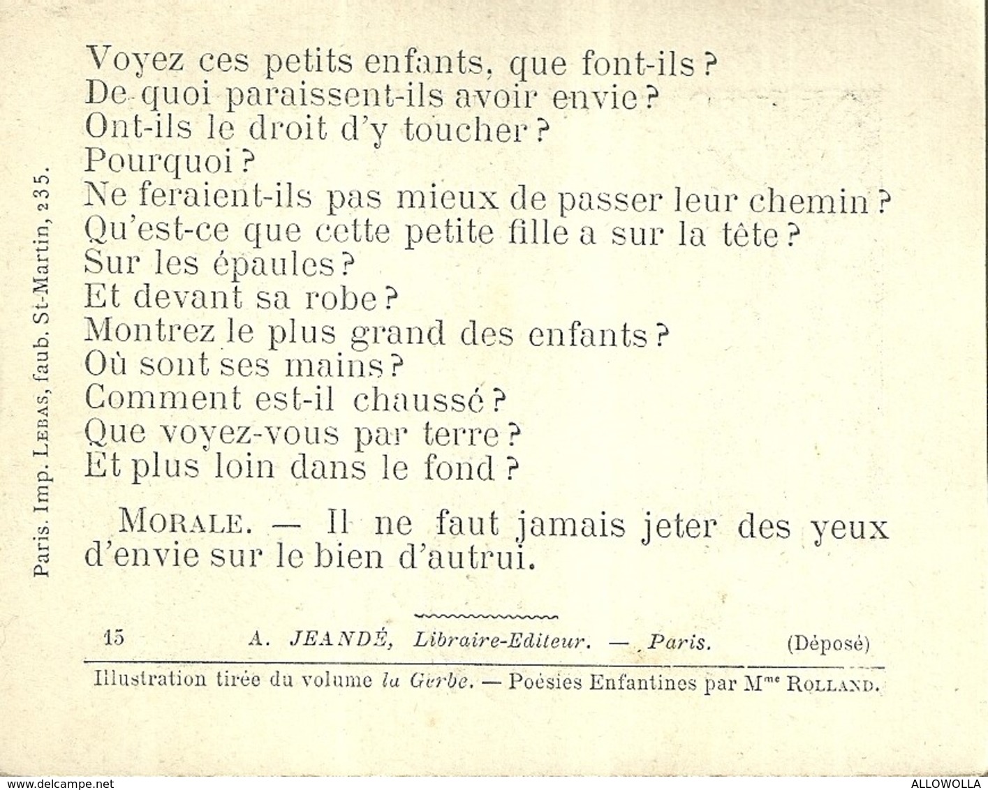 1414 " LES POURQUOI ??? ..... PARCE QUE ..... " FIGURINA DIDATTICA FRANCESE  ORIGINALE - 0-6 Anni