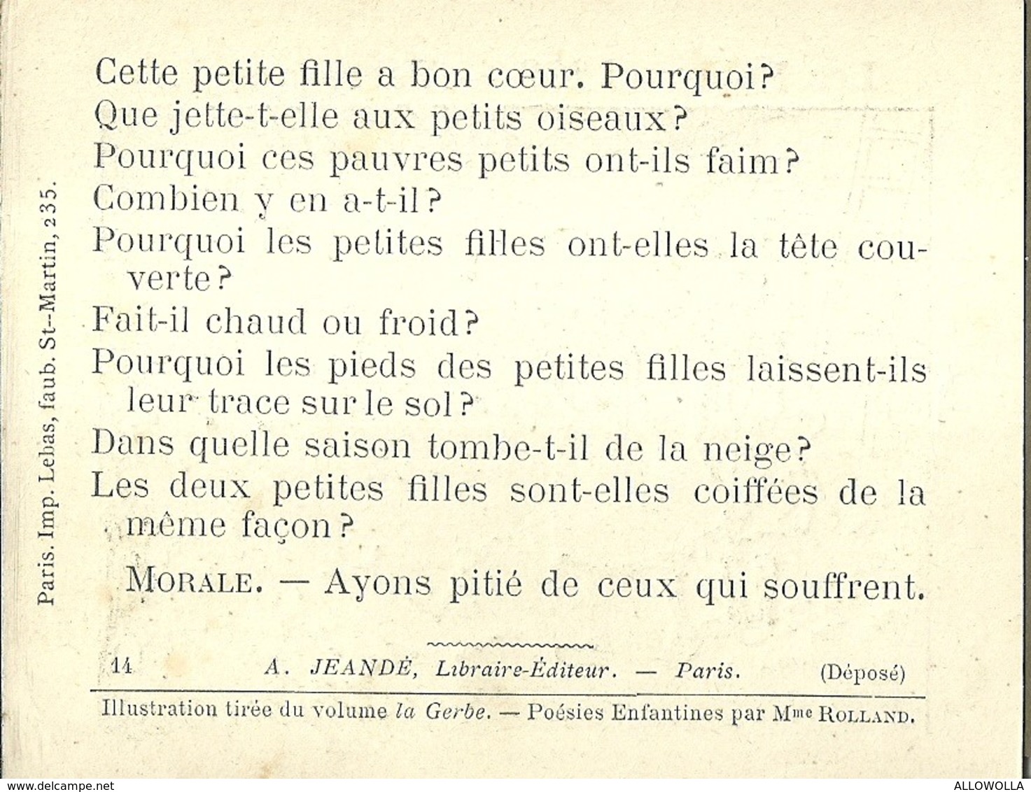 1415 " LES POURQUOI ??? ..... PARCE QUE ..... " FIGURINA DIDATTICA FRANCESE  ORIGINALE - 0-6 Años