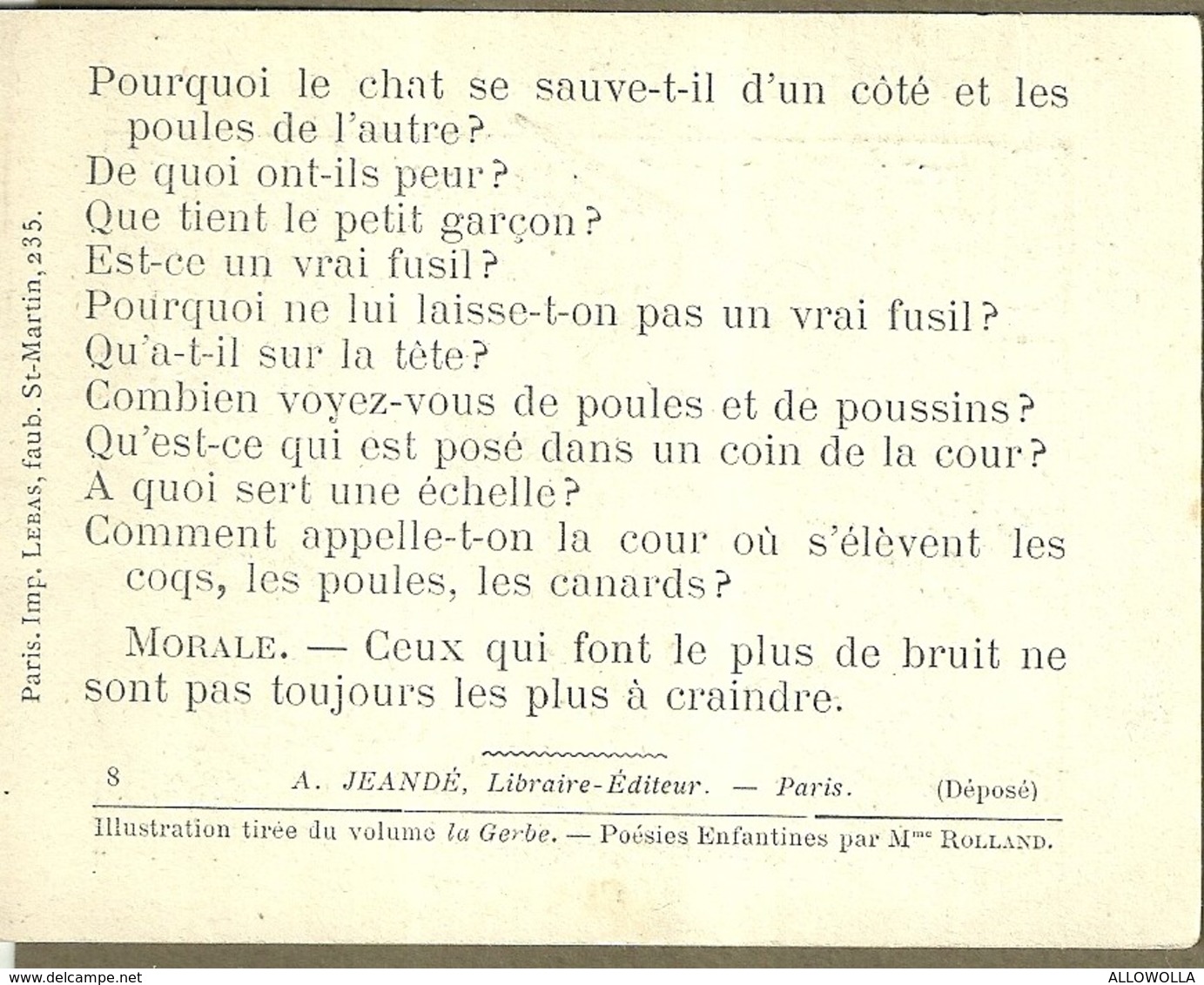 1417 " LES POURQUOI ??? ..... PARCE QUE ..... " FIGURINA DIDATTICA FRANCESE  ORIGINALE - 0-6 Jaar