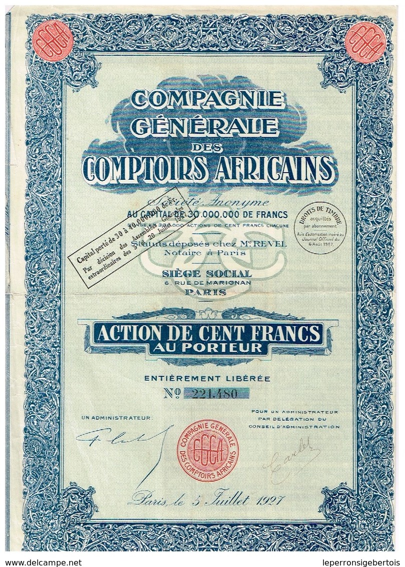 Titre De 1927 - Compagnie Générale Des Comptoirs Africains - - Africa