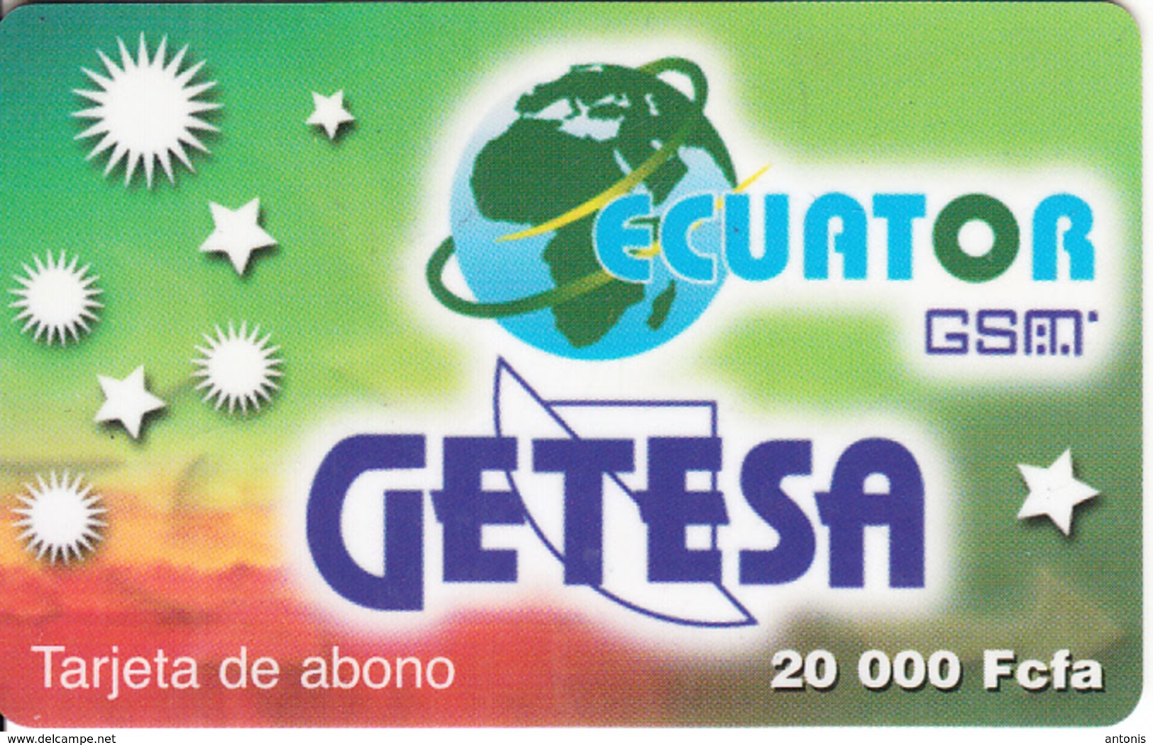 EQUATORIAL GUINEA - Getesa Prepaid Card 20000 Fcfa(plastic), Used - Guinea Equatoriale