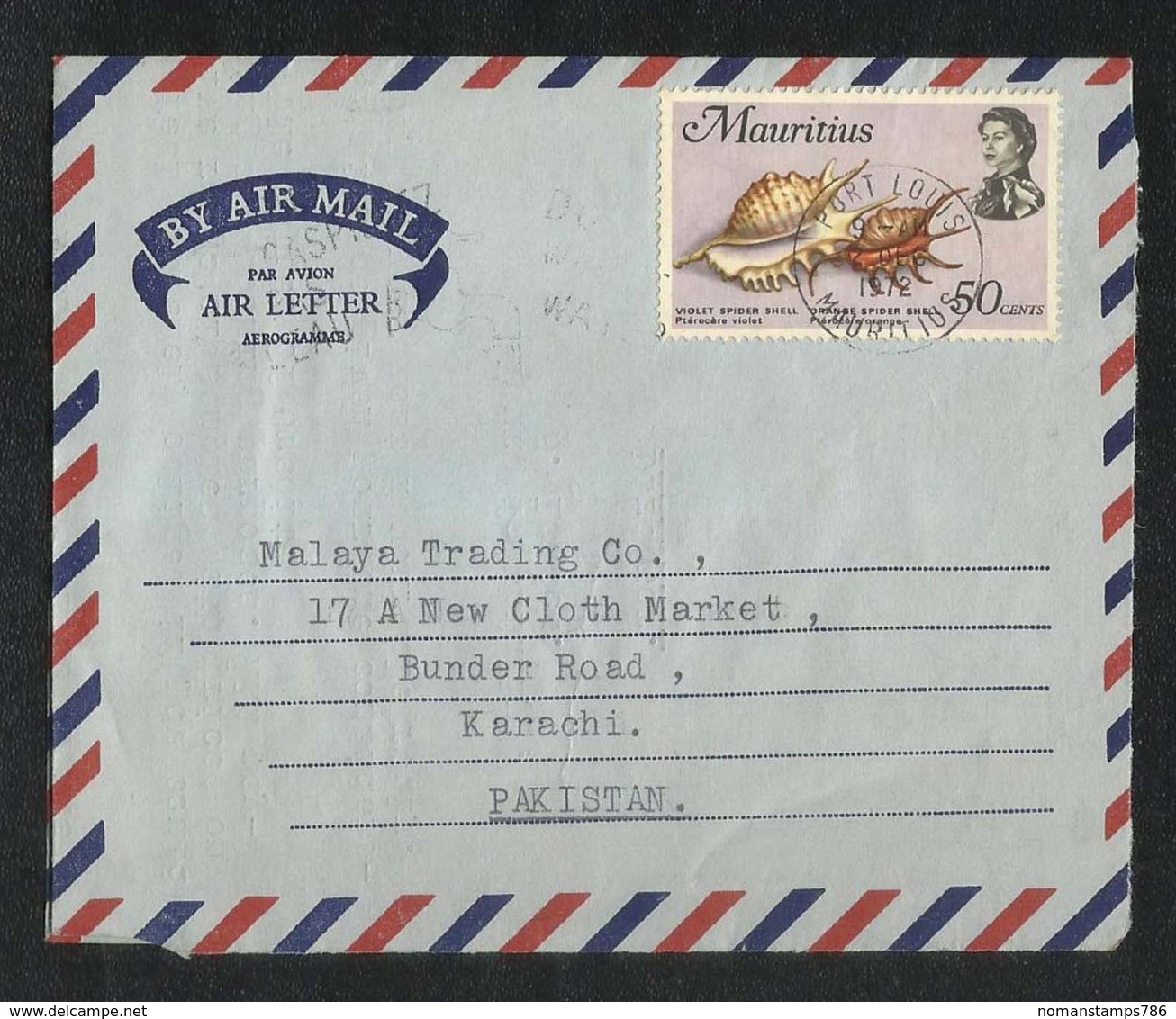 Mauritius 1972 Air Mail Postal Used Aerogramme Cover With Stamps Mauritius To Pakistan - Mauritius (1968-...)