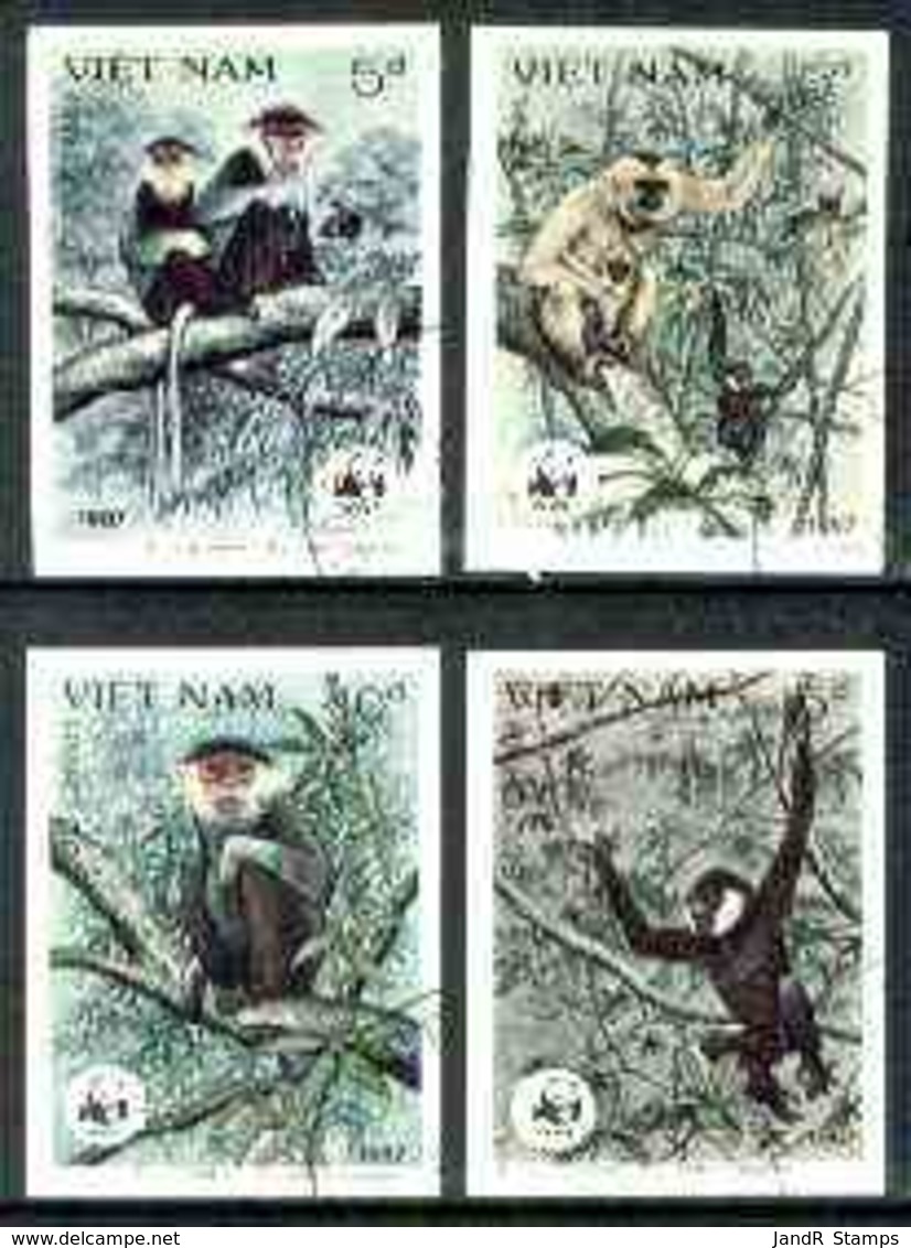 Vietnam 1987 WWF Monkeys ANIMALS APES Imperf Set Of 4 Cto Used (imperf Mint Set Cat $120 By Scott, Unpriced Used) As SG - Vietnam