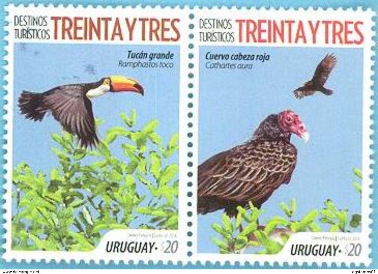 Uruguay 2018 ** SERIE Destinos Turisticos: Treinta Y Tres. Cuervo, Tucan. Paisajes. Puente - Eagles & Birds Of Prey