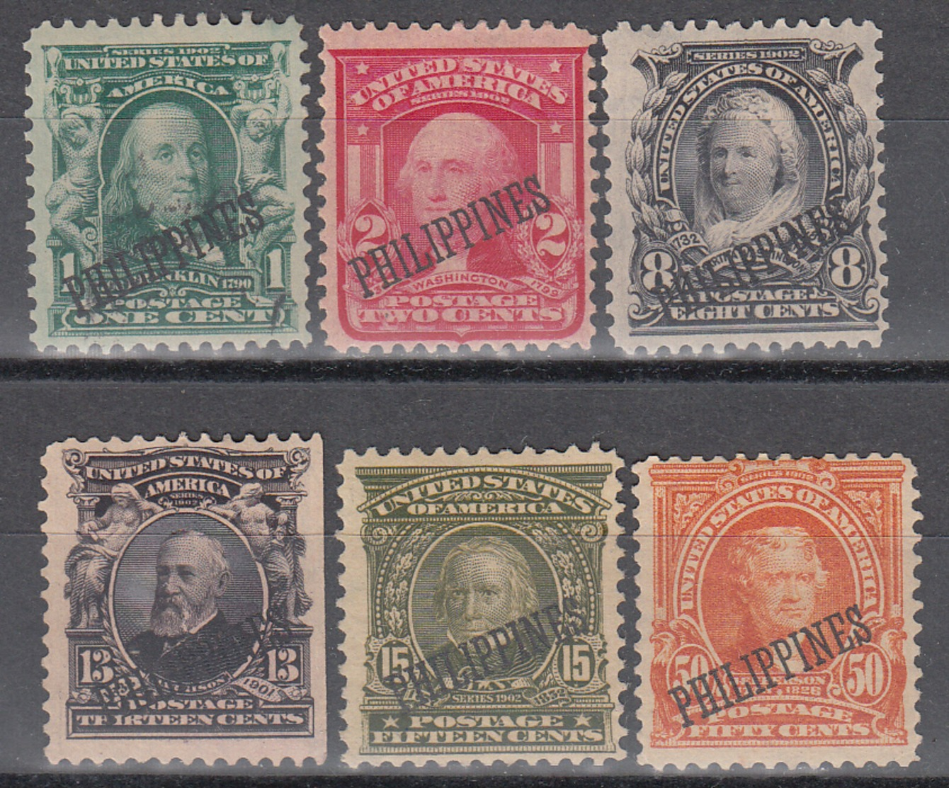 Administración Americana, 1904  YVERT Nº 189, 191, 196, 198, 199, 200,   /*/ - Filipinas