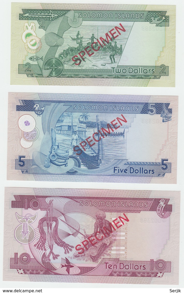 Solomon Islands Specimen Set 2 , 5 , 10 Dollars 1977 - Solomonen