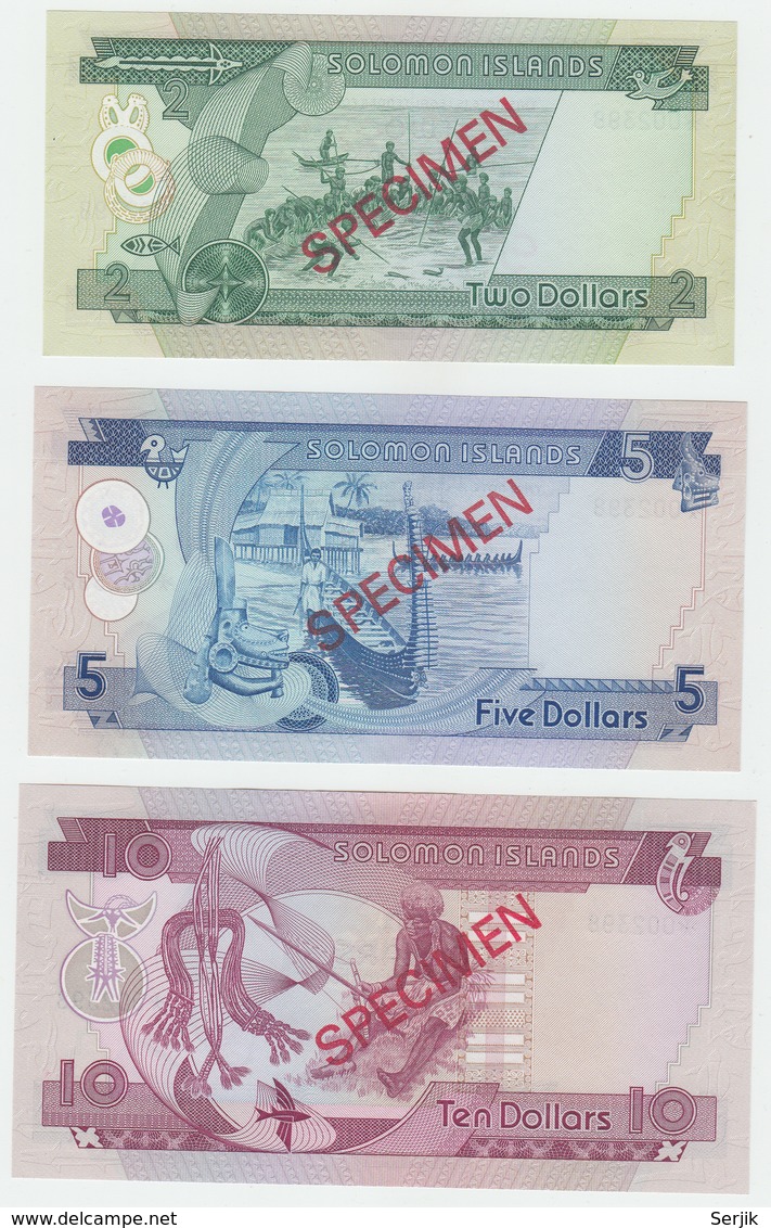 Solomon Islands Specimen Set 2 , 5 , 10 Dollars 1977 - Solomon Islands