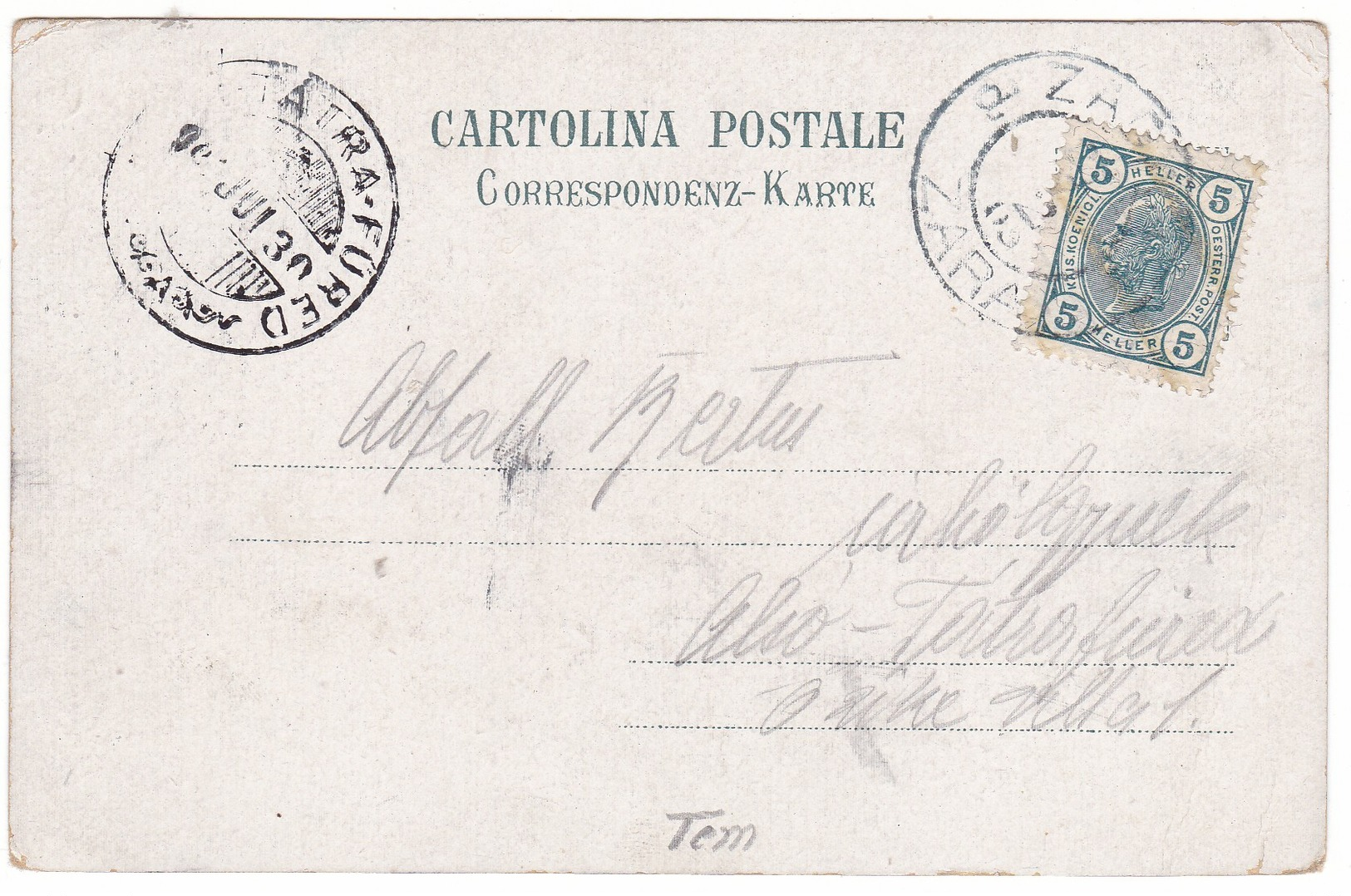 8835 Croatia, Zara Postcard Mailed 1901: Detail, Ship, I Quartieroni Veneti - Croatie