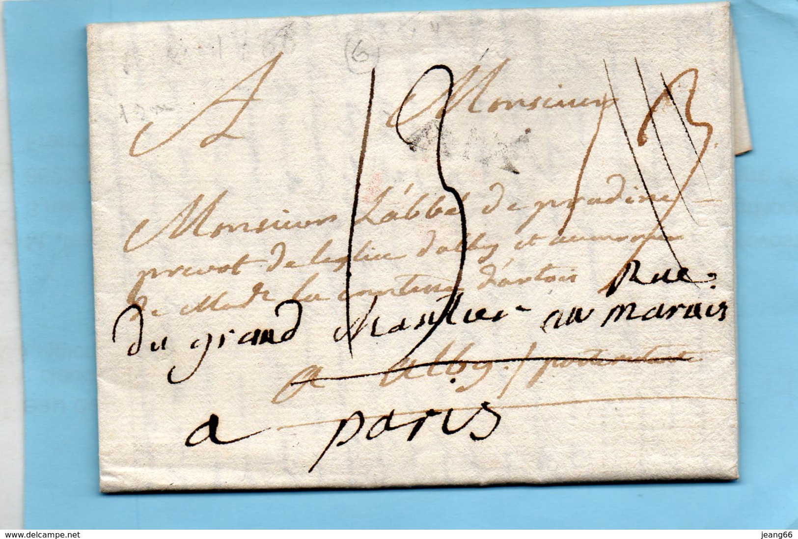 Linéaire "AIX",19mm,L.A.C. Du 30/5/1788 Pour ALBY Puis PARIS. - 1701-1800: Precursors XVIII