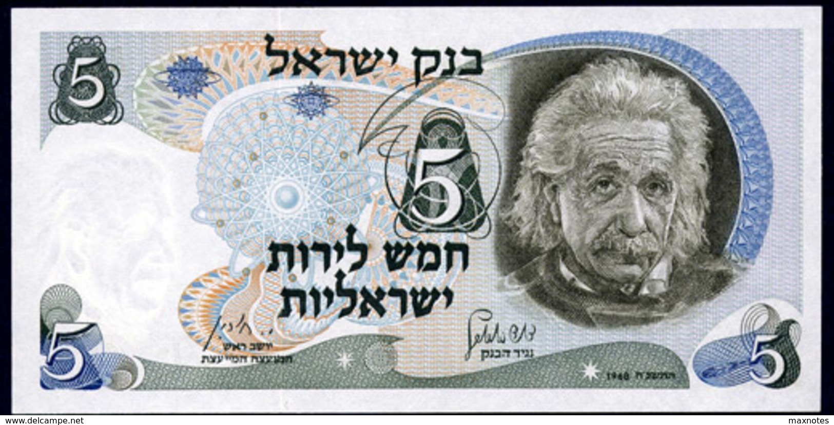 ISRAELE (Israel)  : 5 Lire. A. Einstein. 1968 - UNC - Israele