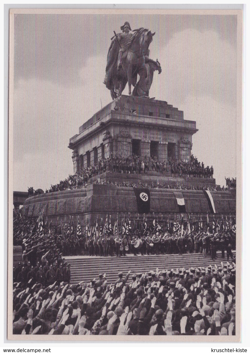 DT- Reich (002148) Propaganda Sammelbild Deutschland Erwacht Bild 176, Die Deutsche Arbeitsfront, Am Deutschen Eck 1933 - Briefe U. Dokumente