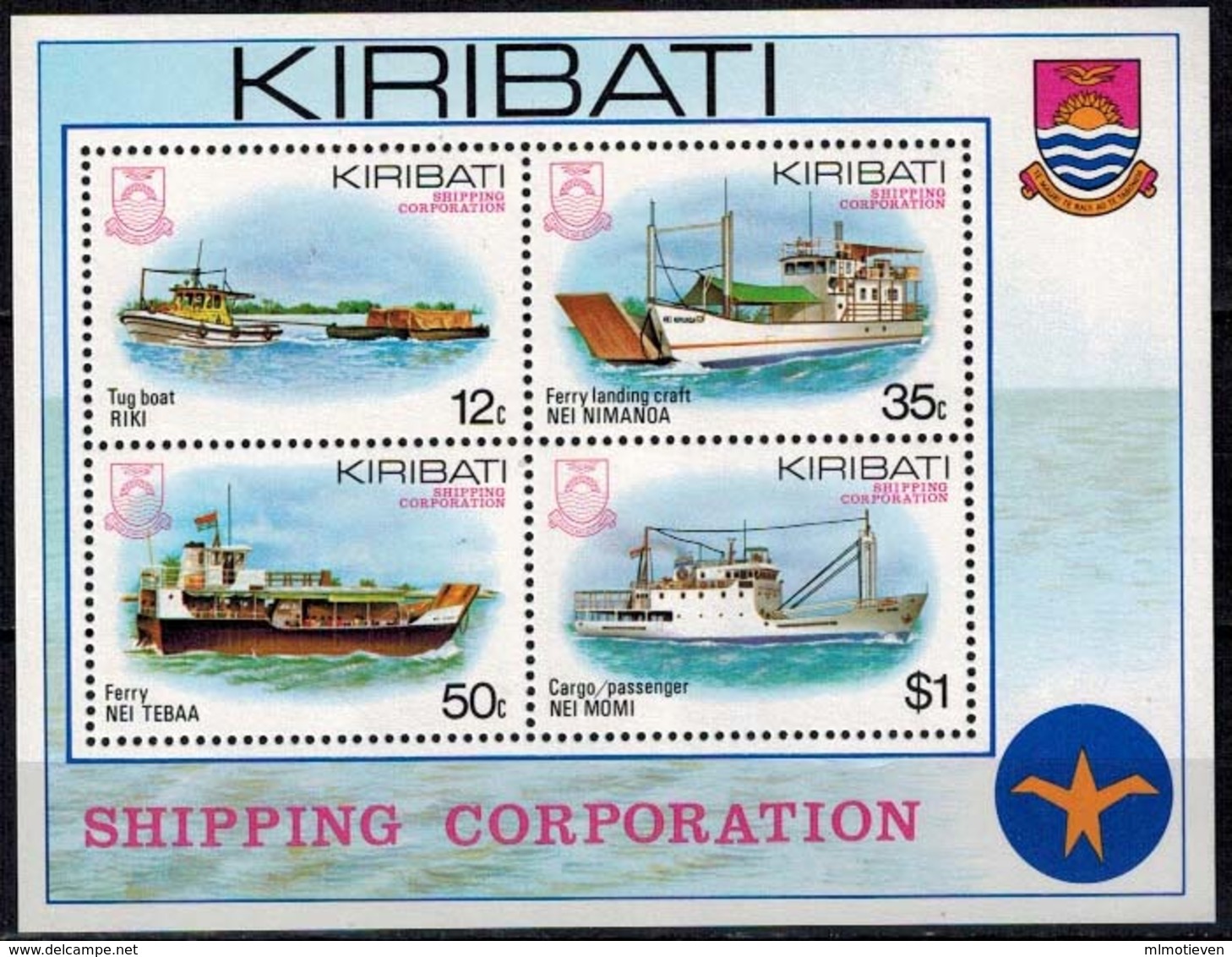 MVS-BK1-289 MINT ¤ KIRIBATI 1988 BLOCK ¤ MARITIEM - VOILIERS - ZEILSCHEPEN - SAILING SHIPS OVER THE WORLD - Maritiem