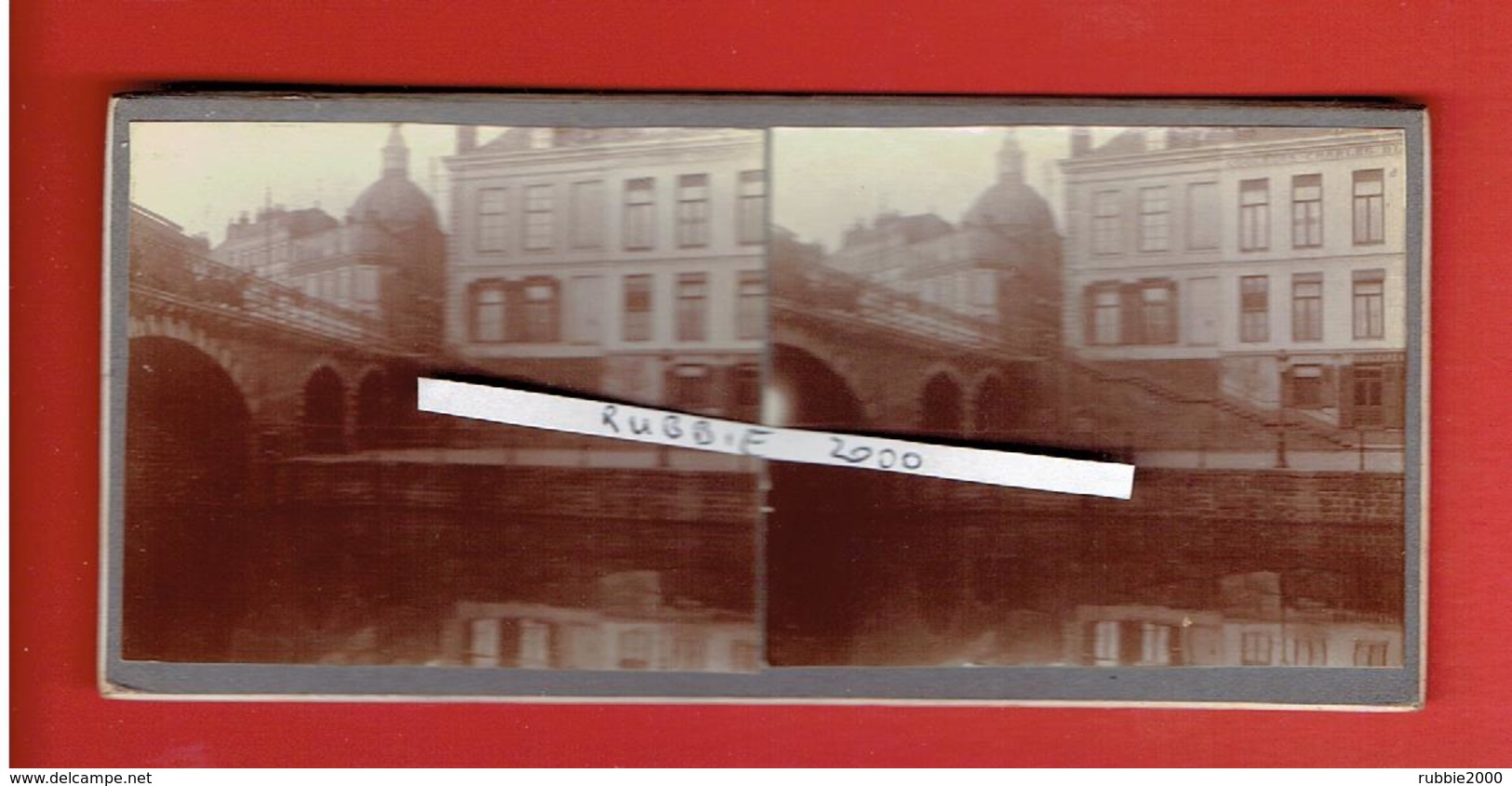 LILLE NORD 10 AVRIL 1914 PONT NEUF ET EGLISE DE LA MADELEINE PHOTOGRAPHIE STEREOSCOPIQUE - Photos Stéréoscopiques