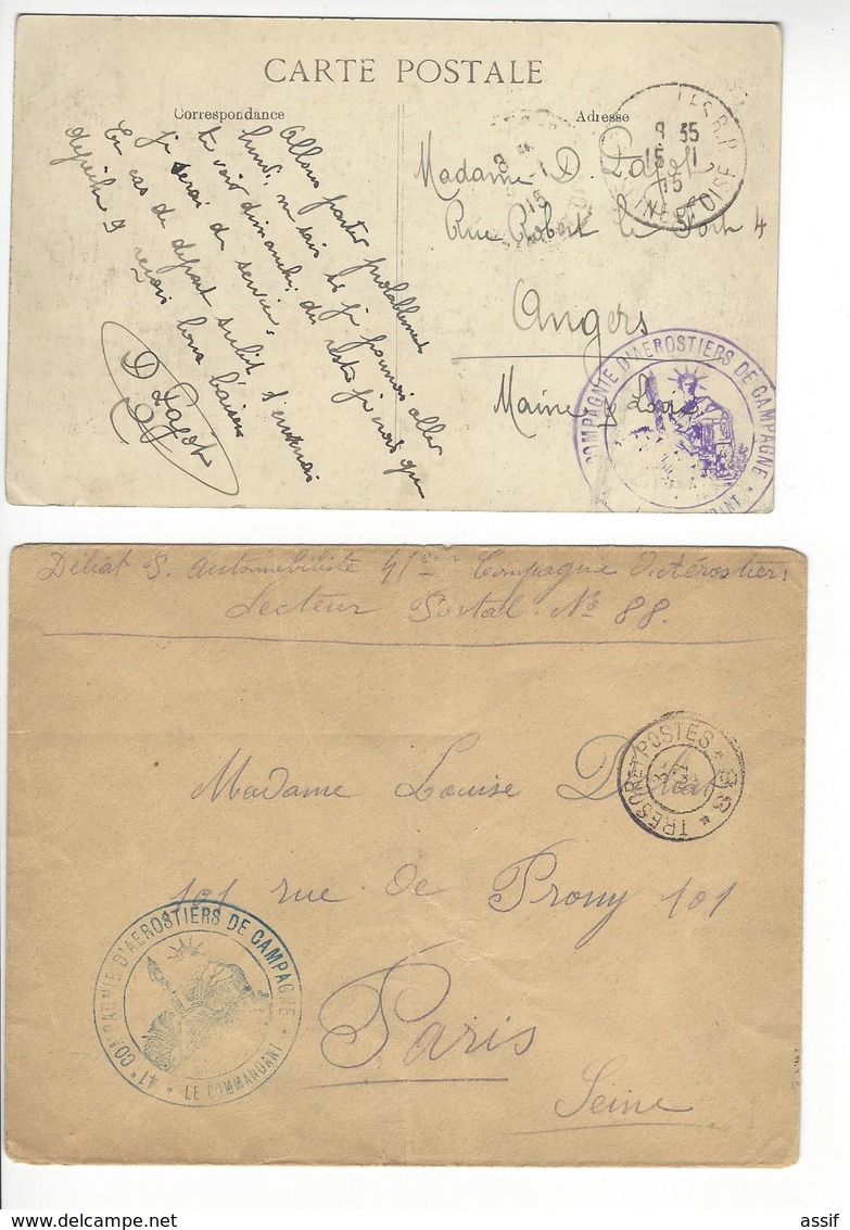 2 DOCUMENTS AEROSTIERS DE CAMPAGNE LE COMMANDANT AVIATION AEROSTATION MILITAIRE BALLON DIRIGEABLE AIRSHIP /FREE SHIP. R - 1960-.... Cartas & Documentos