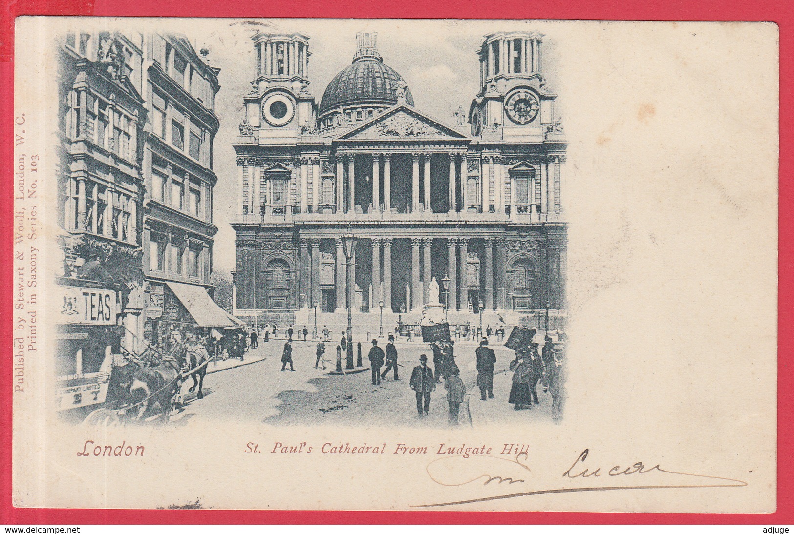 PC- LONDON -1900-  St. Paul's Cathedral From Ludgate Hill- Animation **2 SCANS** - St. Paul's Cathedral