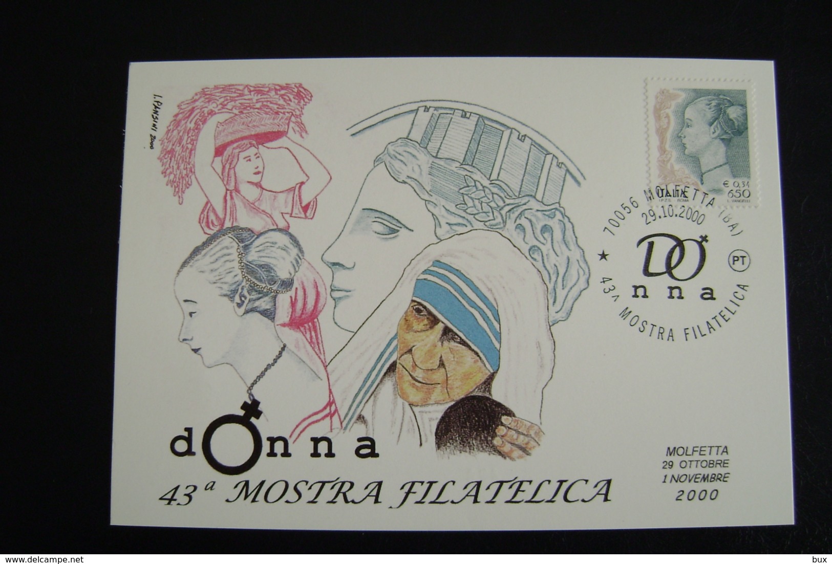 DONNA  2000  MOLFETTA      BARI PUGLIA     FDC  MOSTRA FILATELICA  FIRST DAY  PREMIER JOUR  MAXIMUM - Molfetta