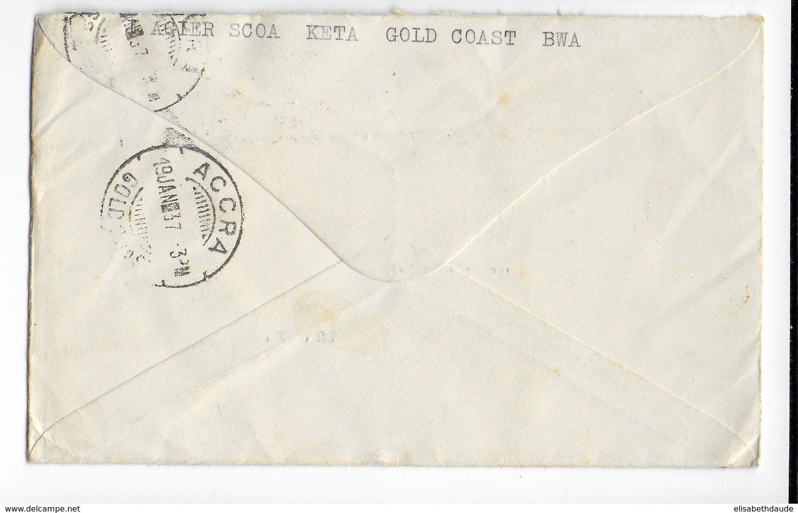 GOLD COAST - 1937 - ENVELOPPE De KETA (ASSEZ RARE) => CANNES - Costa De Oro (...-1957)