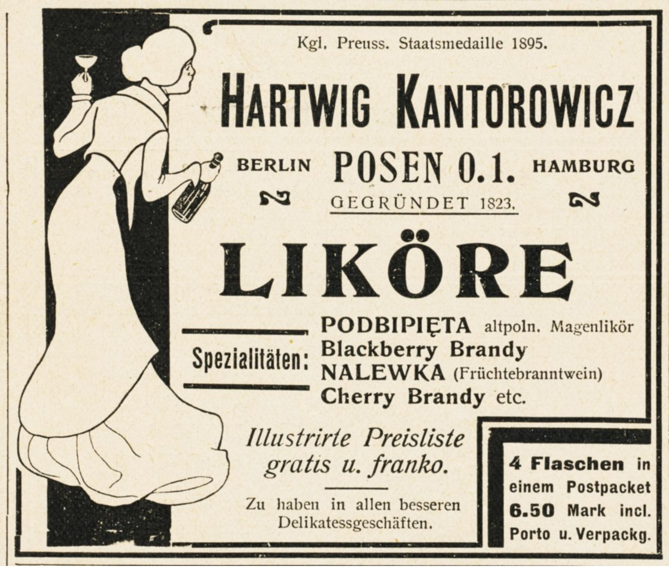 Original-Werbung/ Anzeige 1902 - LIKÖRE / HARTWIG KANTOROWICZ - POSEN - Ca. 90 X 75 Mm - Werbung